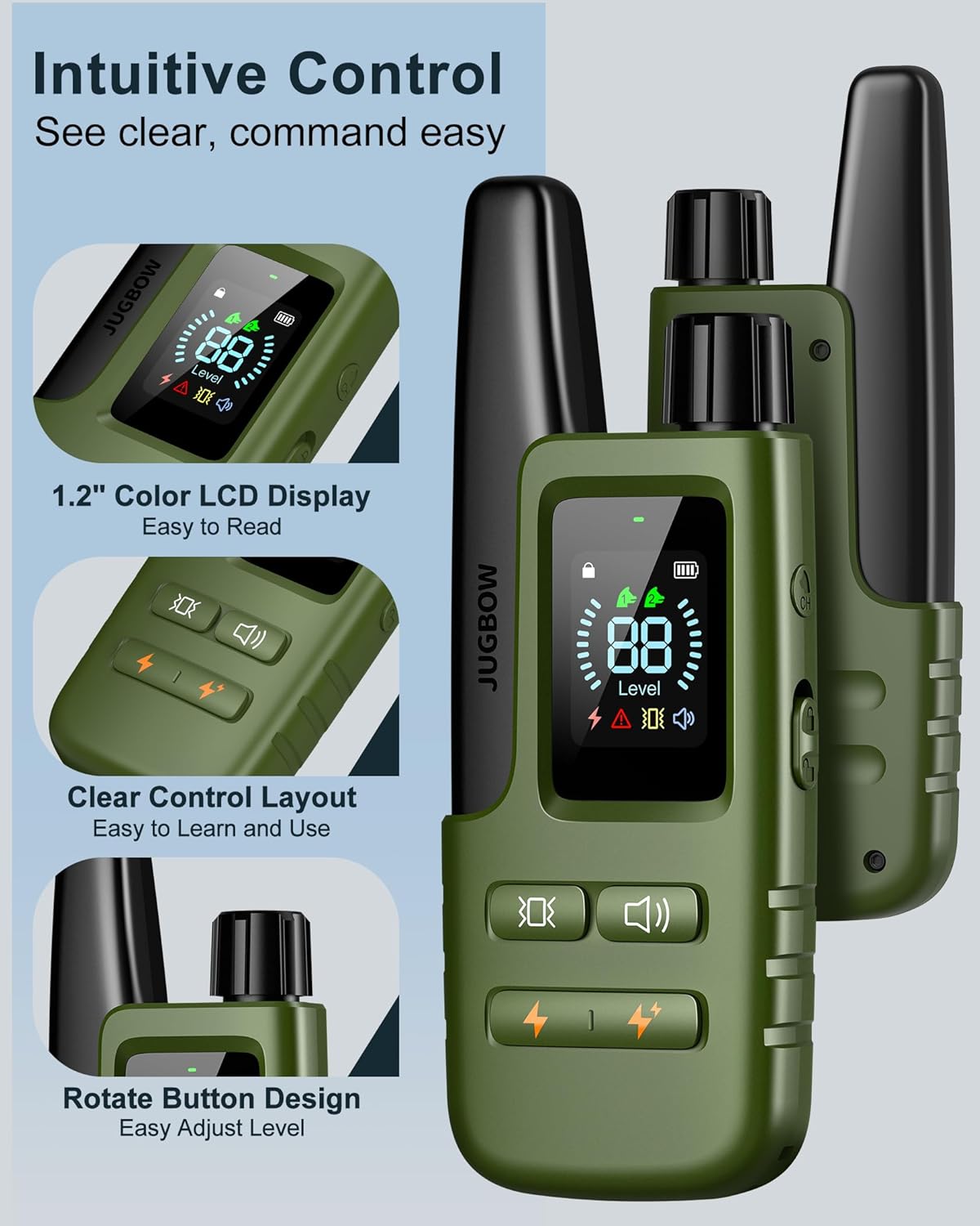 Jugbow Dog Shock Collar - 4500FT Dog Training Collar with Remote, IPX8 Waterproof Electric Dog Collar with 4 Training Modes, Security Lock, Rechargeable eCollar for 10-120lbs Small Medium Large Dogs - Image 7