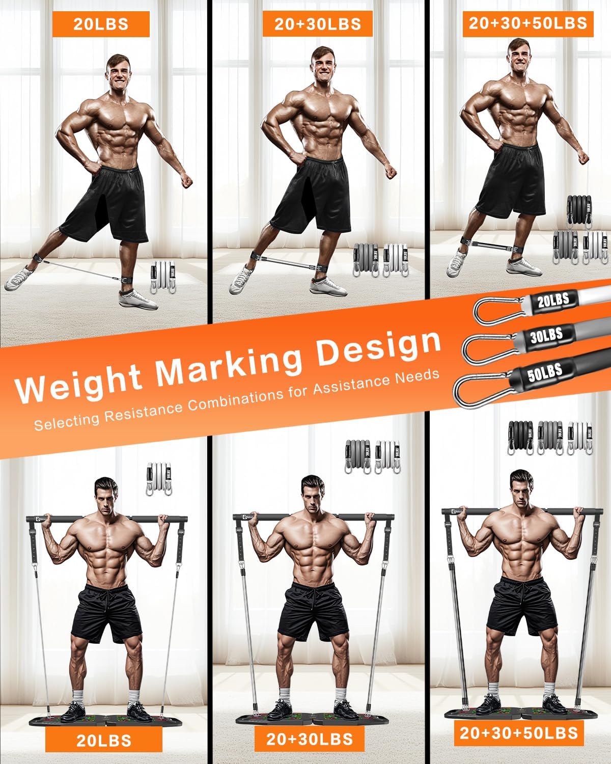 Push UP Board, Pilates Bar & Fitness Accessories, 25 in 1 Foldable Push up Bar at Home Gym, Workout Exercise Professional Push Up Strength Training Equipment for Man and Women - Image 5
