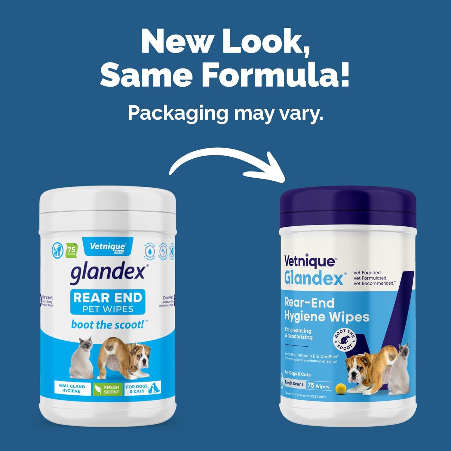 Vetnique Glandex Dog Wipes for Pets Cleansing & Deodorizing Anal Gland Hygienic Dog & Cat Wipes with Vitamin E, Skin Conditioners and Aloe (75ct) - Image 2