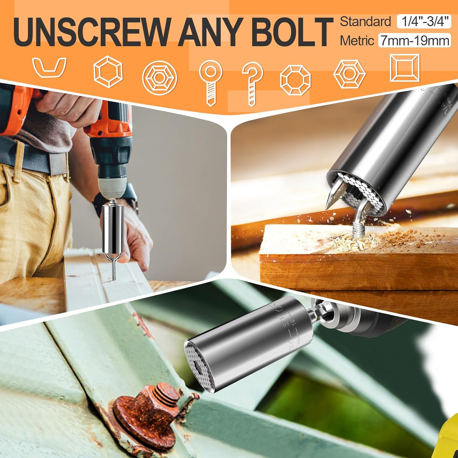 Fathers Day Dad Gifts from Daughter Son Wife Super Universal Socket Tools Gifts for Men, Grip Set with Power Drill Adapter Cool Stuff Gadgets Present Ideas Gifts for Dad Husband Him Grandpa Step Dad - Image 2