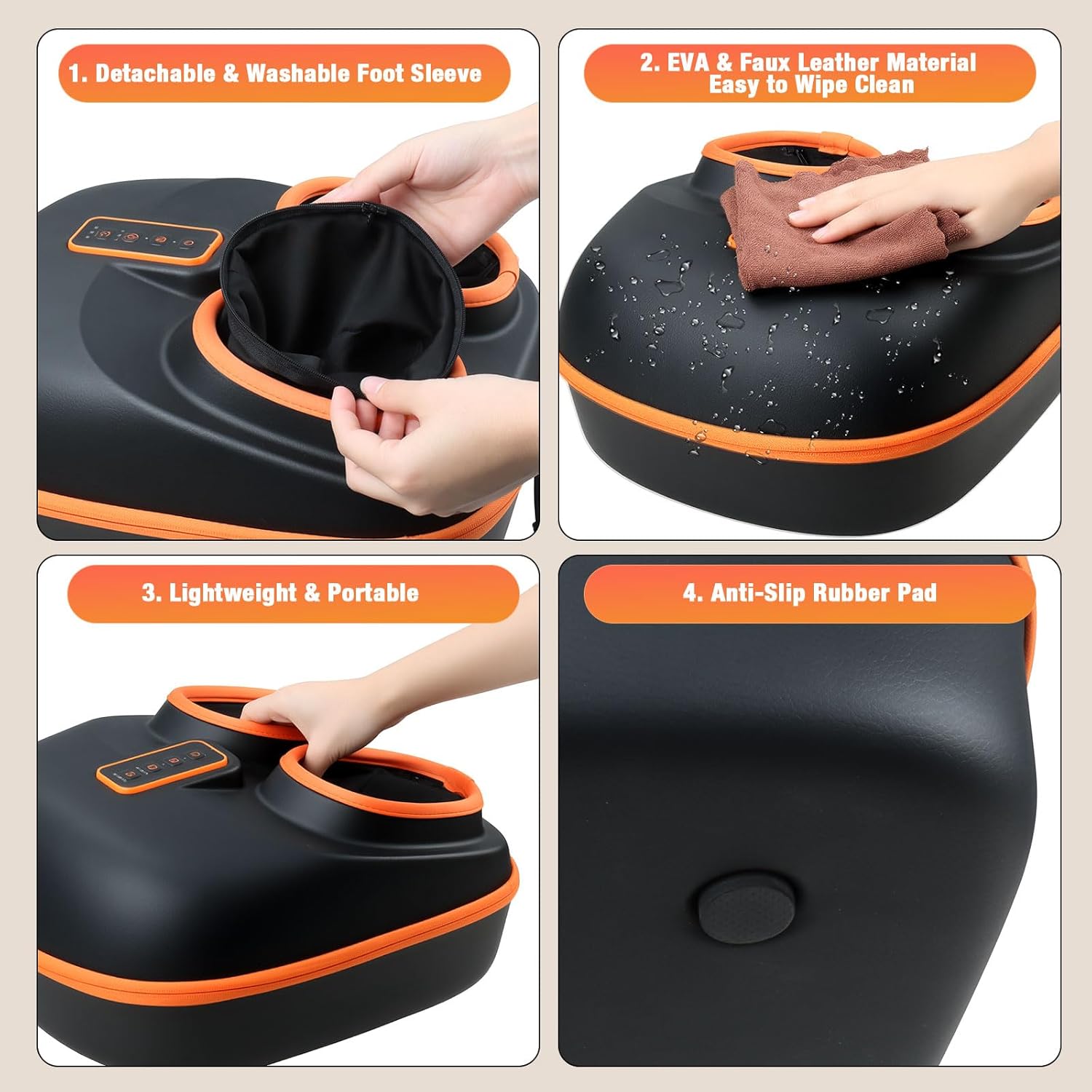 Foot Massager Machine with Heat, Upgrade 6 Airbags 29 Nodes Deep Rolling, Compression, Ankle Kneading, Shiatsu Foot Massager for Neuropathy Plantar Fasciitis, Gifts for Men Women Fits Up to 13" - Image 8