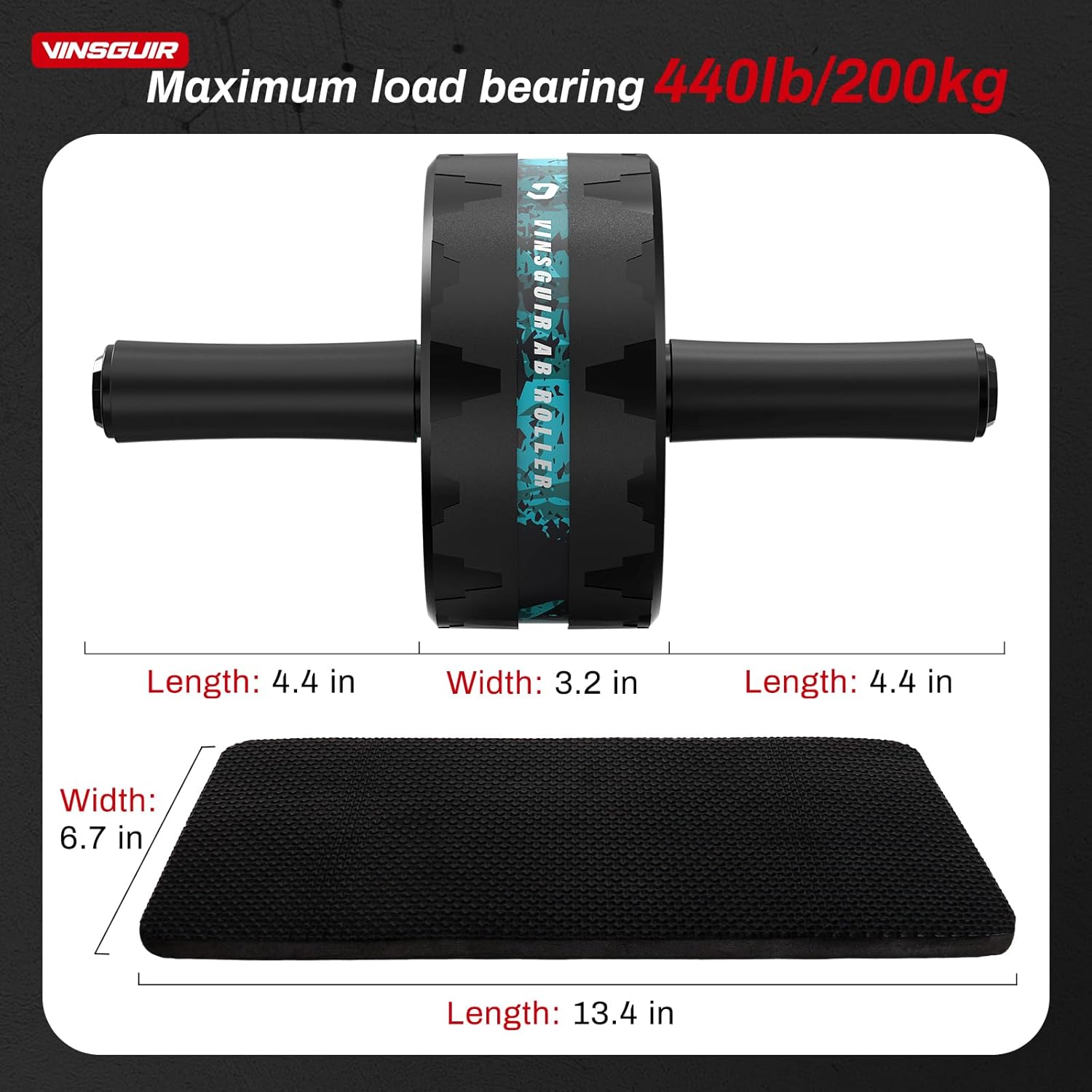 VINSGUIR Ab Roller Wheel, Abs & Core Workout Equipment for Home Gym with Knee Pad Accessories, Abdominal Wheel for Full-body Strength Training - Image 7