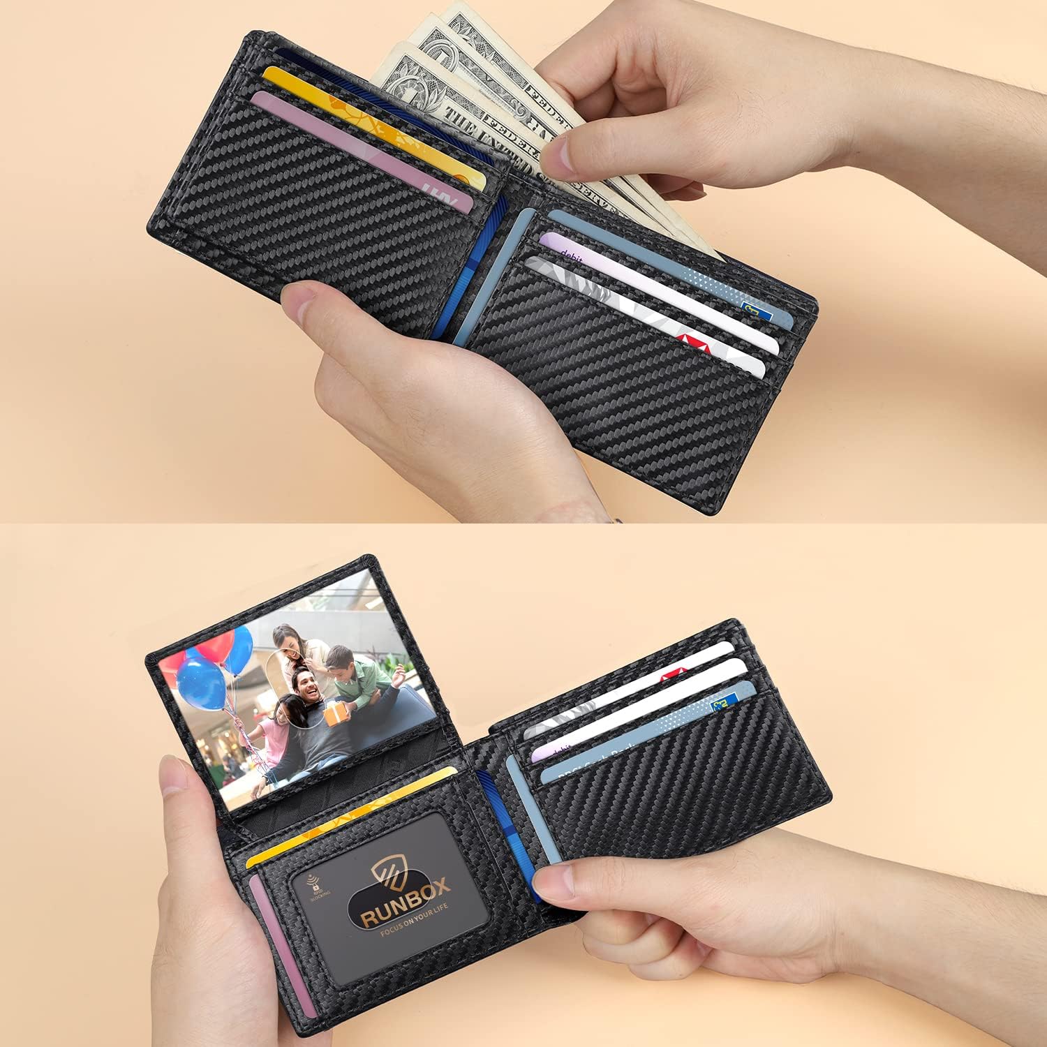 RUNBOX Wallet for Men Slim Rfid Leather 2 ID Window With Gift Box | Slim, Rfid, 2 ID Window, With Gift Box, Slim, Rfid - Image 4