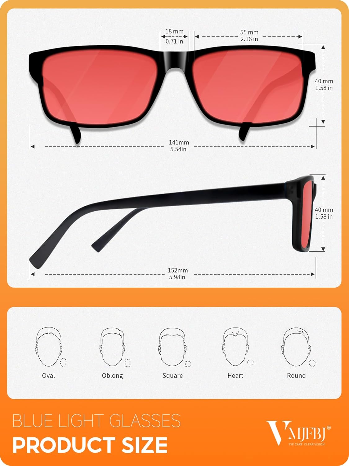 Blue Light Blocking Glasses for Men Woman, Anti Blue Light Glasses for Better Sleep Computer Use Gaming with Red Lens Reduce Eye Strain - Image 2