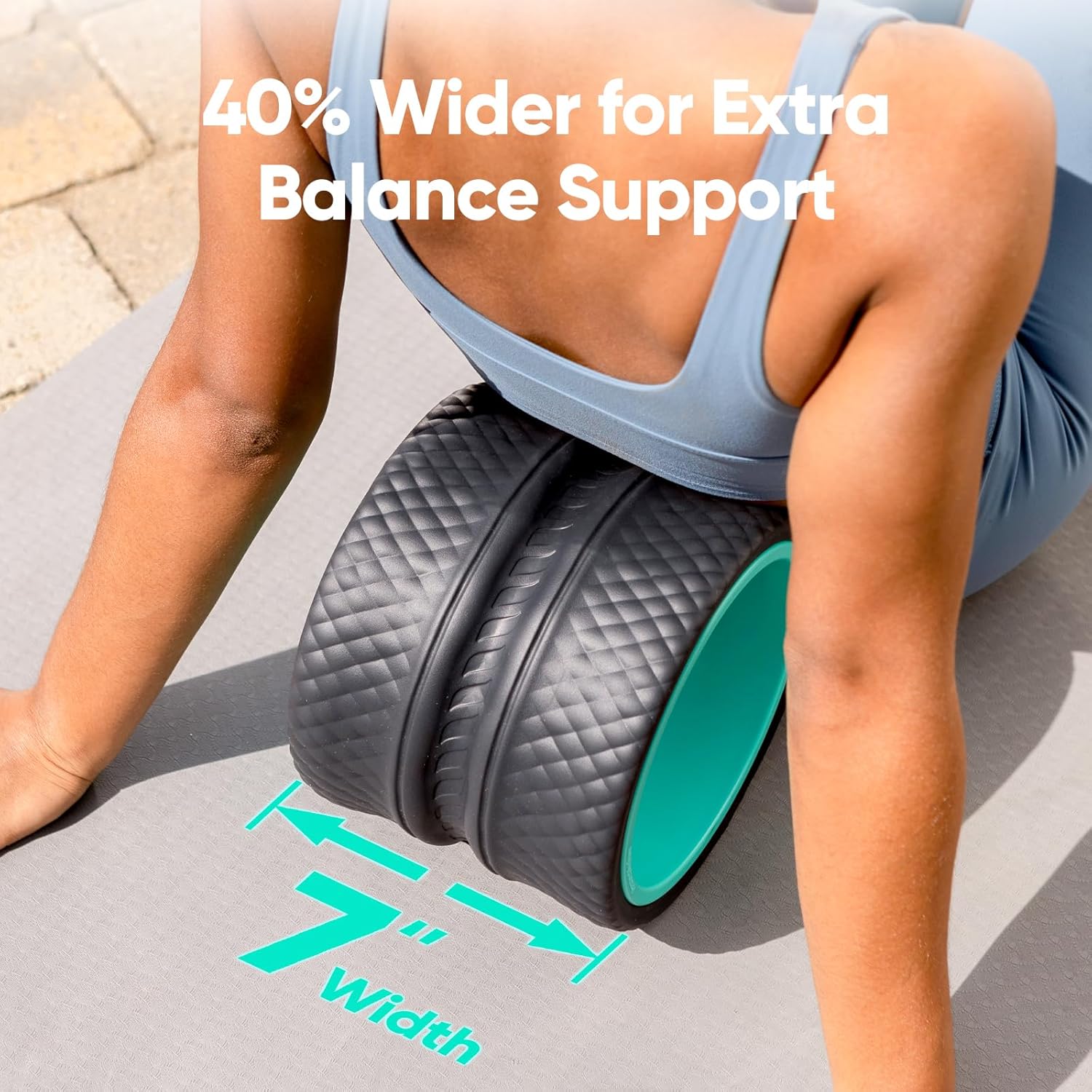 FitBeast Back Roller - Deep Tissue Massage Wheel, Yoga Wheel & Back Stretcher for Pain Relief (9'', Blue) - Image 5