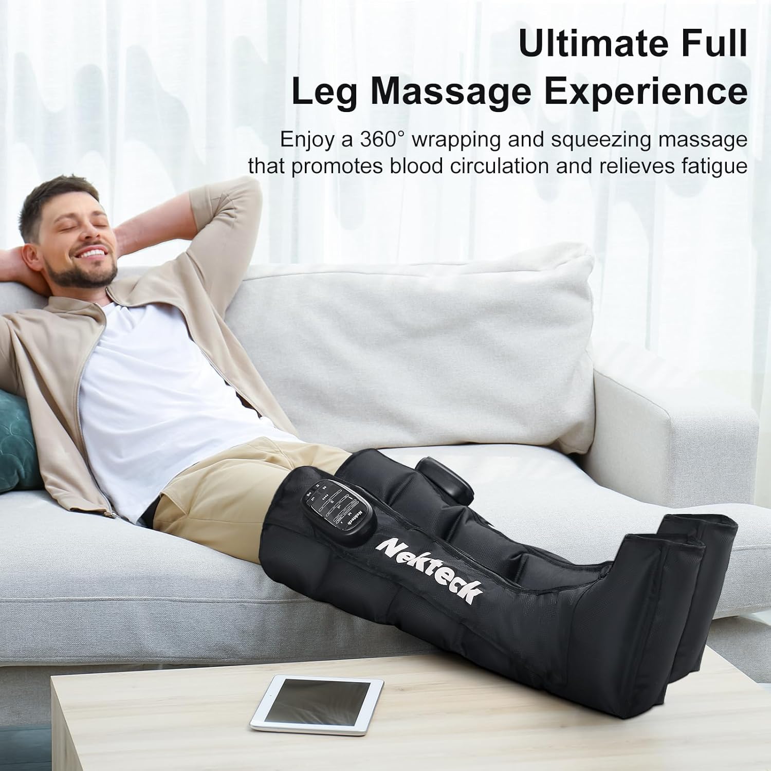 Nekteck Leg Compression Massager Recovery System, Cordless Foot and Leg Massager for Circulation and Pain Relief, Rechargeable Compression Boots with 6 Modes 4 Intensities, Legs Relaxation - Image 5