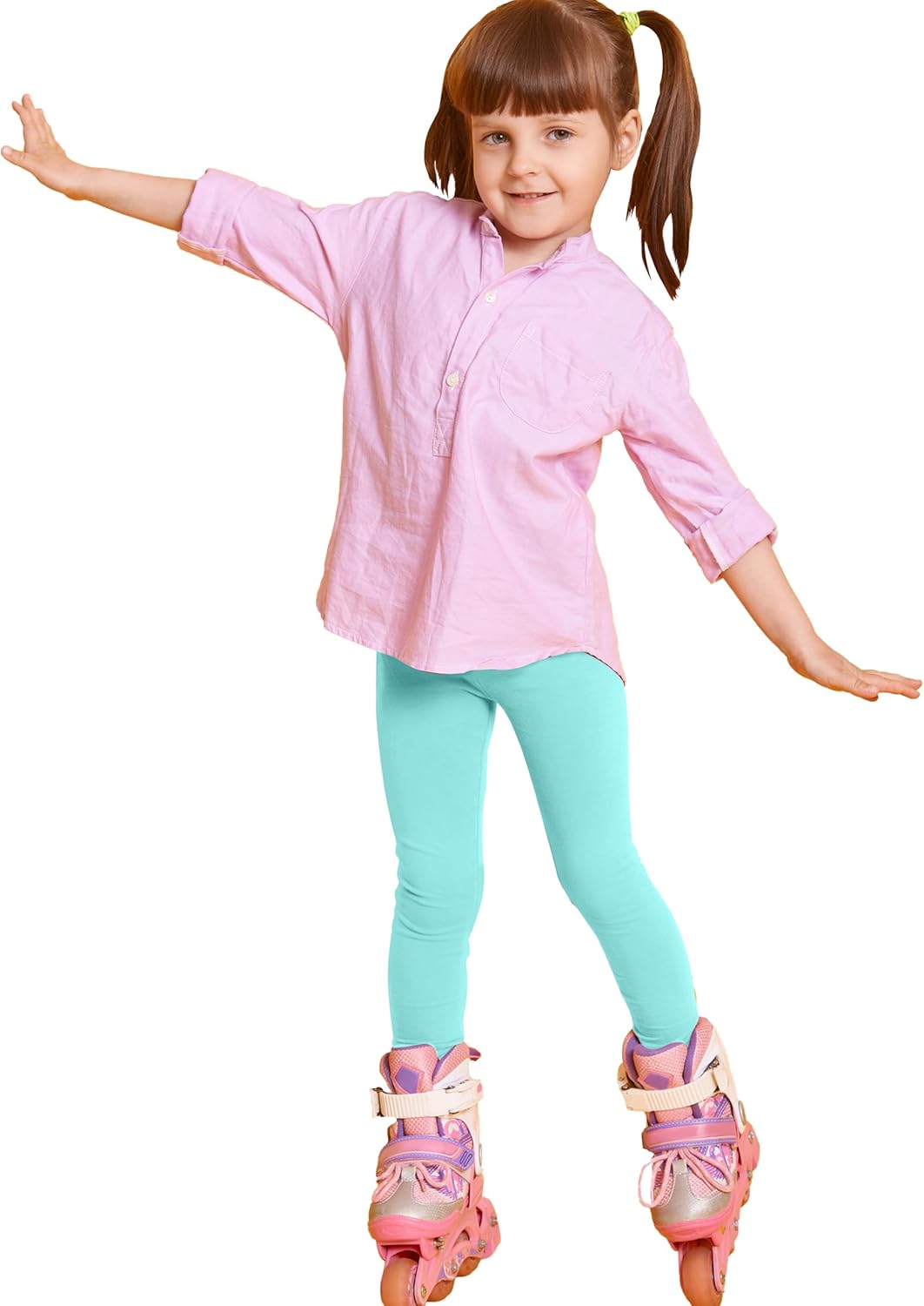 FEQO 5 Pack Toddler and Baby Girls Cotton Leggings Pants Full Length Basic Leggings Stretchy Legging Tight Pants - Image 6