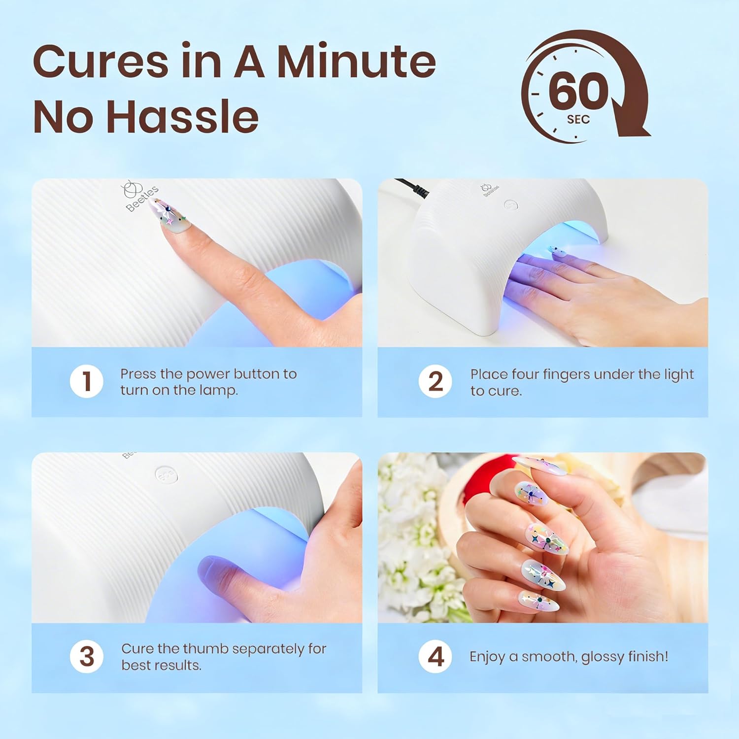 Beetles Gel Nail Polish Kit with U V Light - 80Pcs Color Enchantment 55 Colors Gel Polish Starter Kit with Base Top Coat DIY Nails Supply Stickers Manicure Tools Home Salon Gift for Women Teens Girls - Image 5