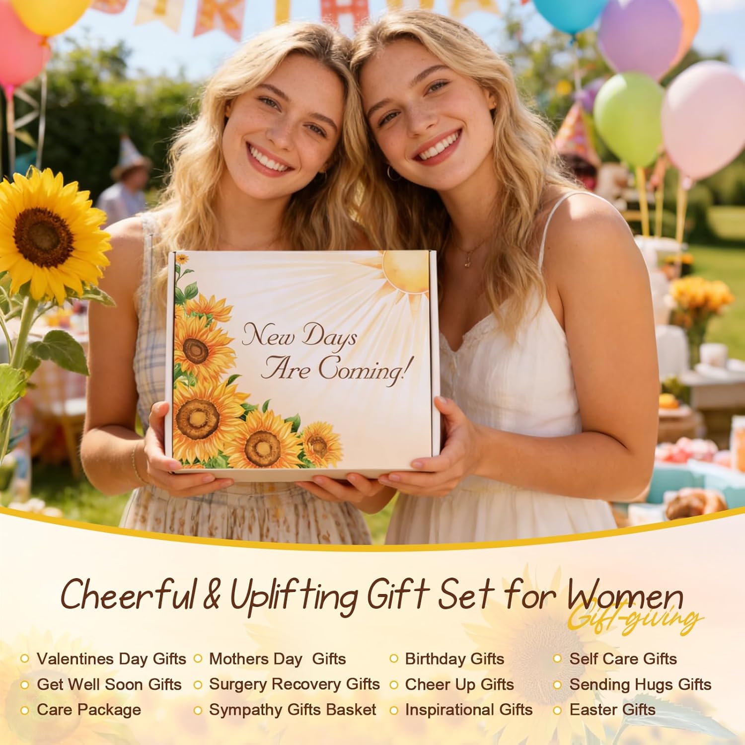 Sunflower Birthday Gifts for Women Self Care Gift - Sending Sunshine Gift Box Get Well Soon Sympathy Gift Basket for Women Care Package, Easter Mothers Day Inspirational Gifts for Her Wife Best Friend - Image 4
