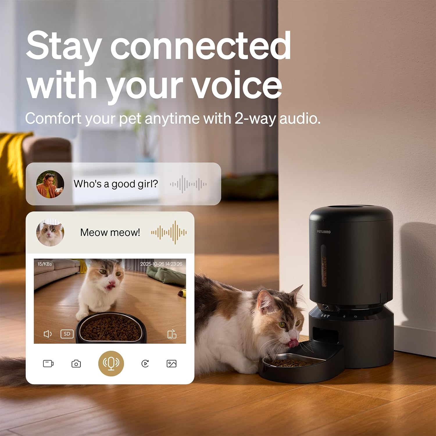 PETLIBRO Automatic Cat Feeder with Camera, 1080P HD Video with Night Vision, 5G WiFi Pet Feeder with 2-Way Audio, Low Food & Blockage Sensor, Motion & Sound Alerts for Cat & Dog Single Tray - Image 5