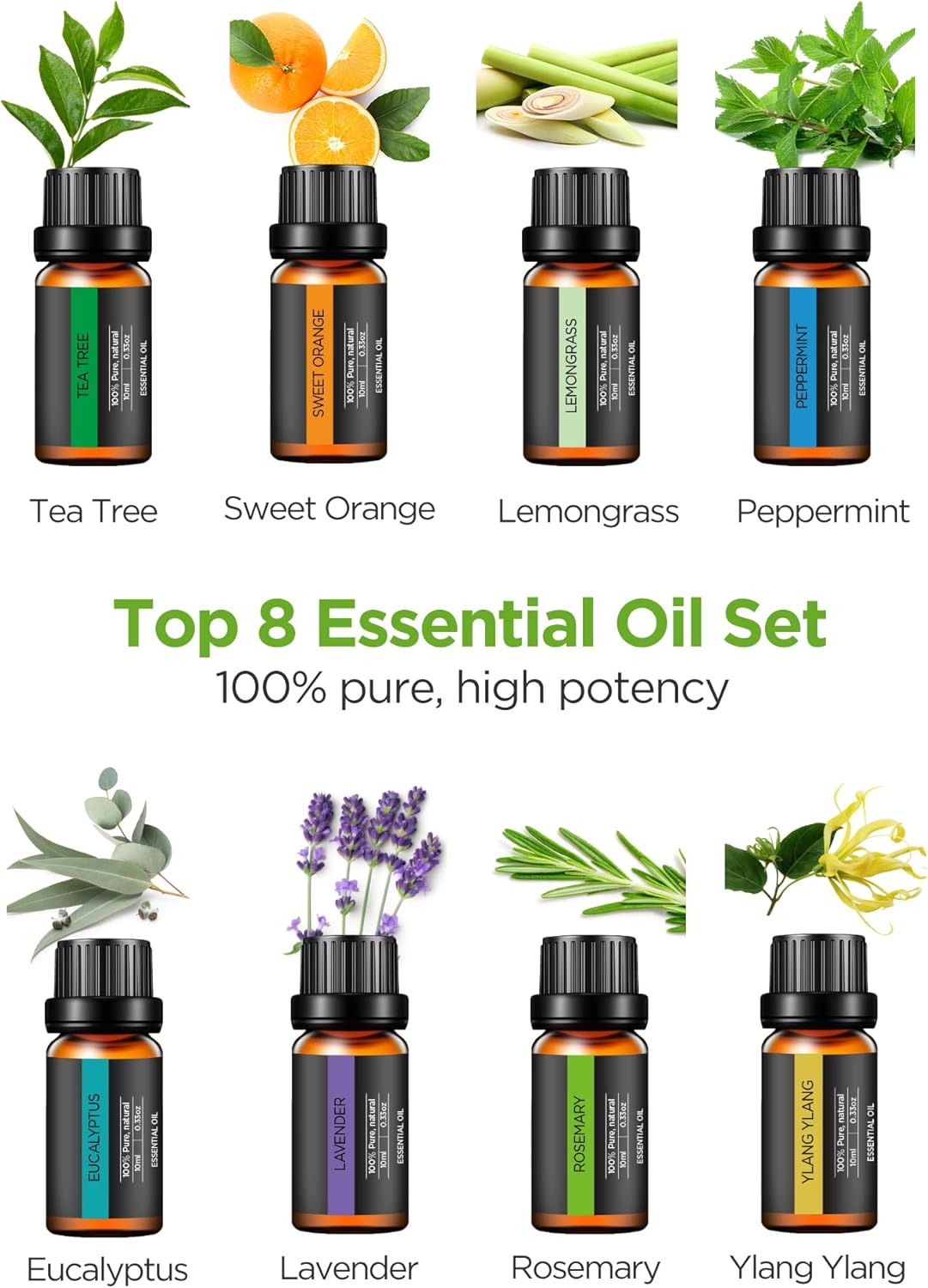 InnoGear Aromatherapy Diffuser & 8 Essential Oils Set, 300ml Premium 5-in-1 Ultrasonic Essential Oil Diffusers Scent Humidifier Aroma Diffuser Vaporizer Auto-Off Timer for Room Office Home, Yellow - Image 5