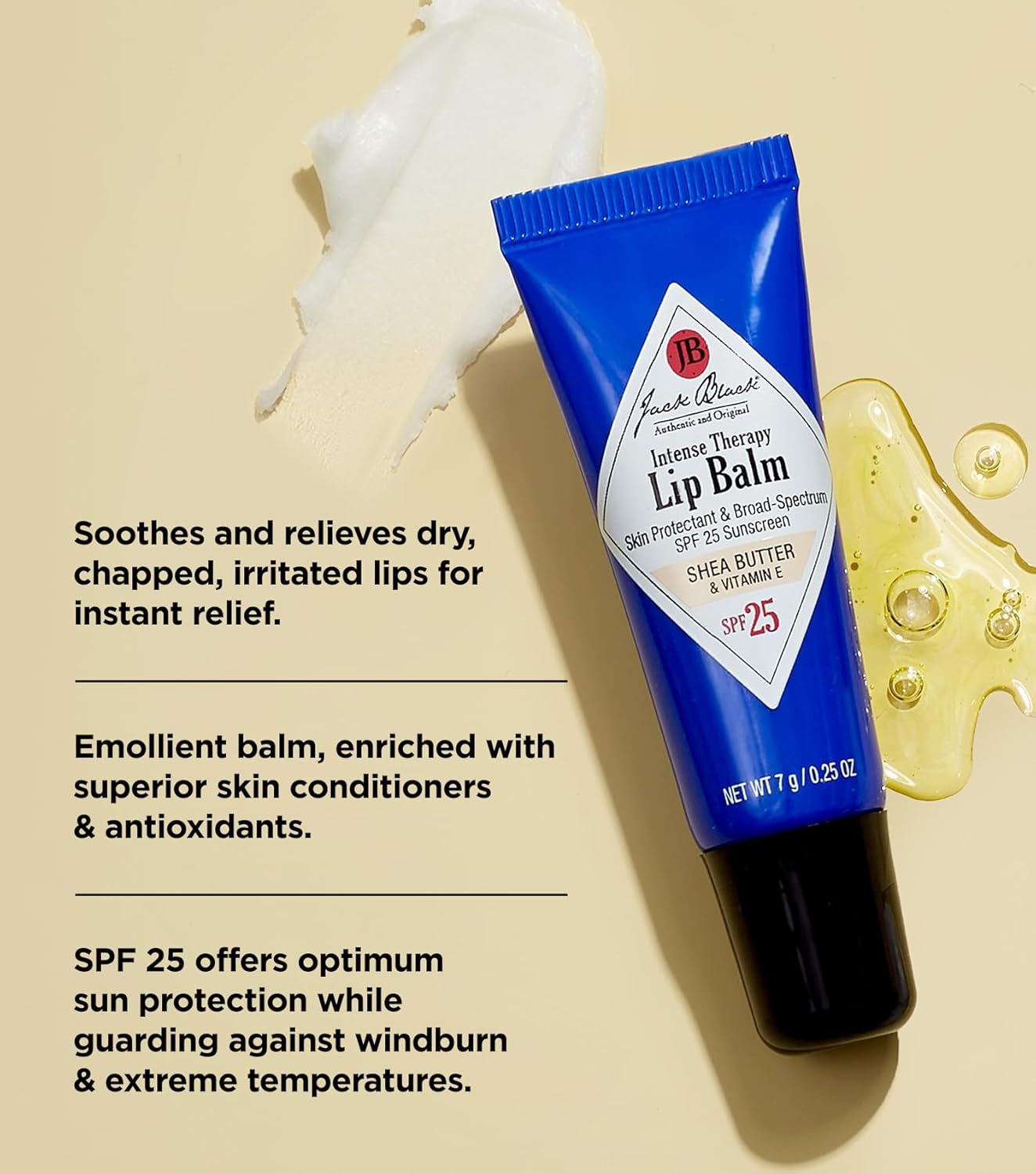 Jack Black Intense Therapy Lip Balm, 0.25-Oz. – SPF 25 Sun Protection, Lip Moisturizer, Hydrating Lip Balm with SPF, Lip Sunscreen - Image 3