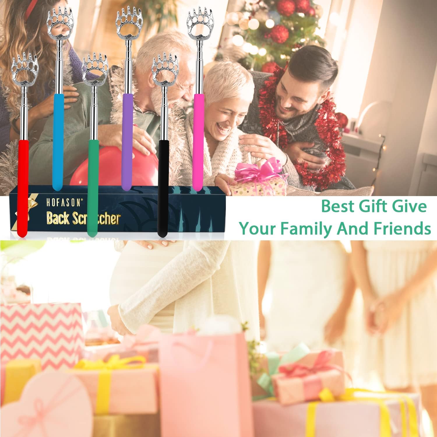 HOFASON 6 Pack Back Scratcher Fathers Day Dad Gifts, White Elephant Gifts for Adults, Stocking Stuffers for Men Women Teens, Prizes for Adults (Muti) - Image 7