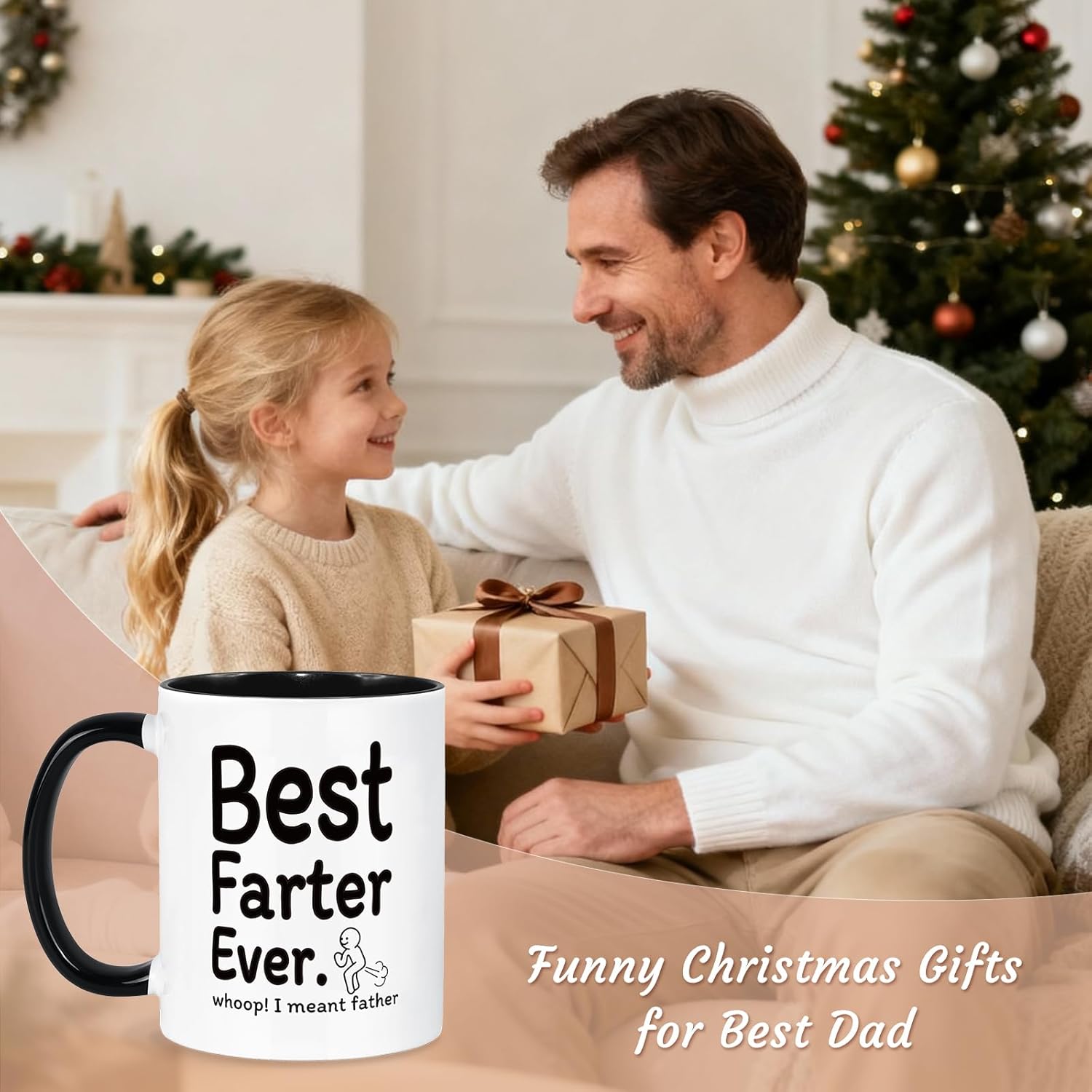 Funny Gifts for Dad Mug 11Oz Funny Valentines Day Christmas Gifts for Dad Birthday Gifts Gift from Daughter Son,Best Father Ever Coffee Cup Microwave & Dishwasher Safe - Image 7