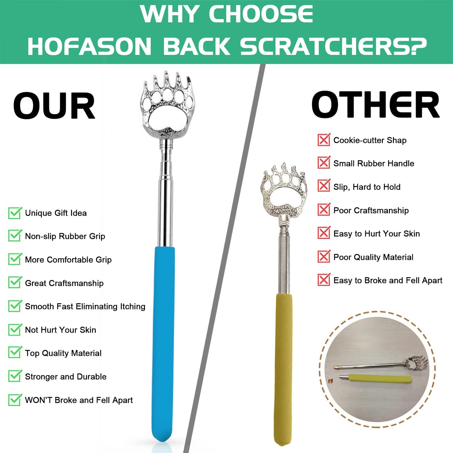 HOFASON 6 Pack Back Scratcher Fathers Day Dad Gifts, White Elephant Gifts for Adults, Stocking Stuffers for Men Women Teens, Prizes for Adults (Muti) - Image 4