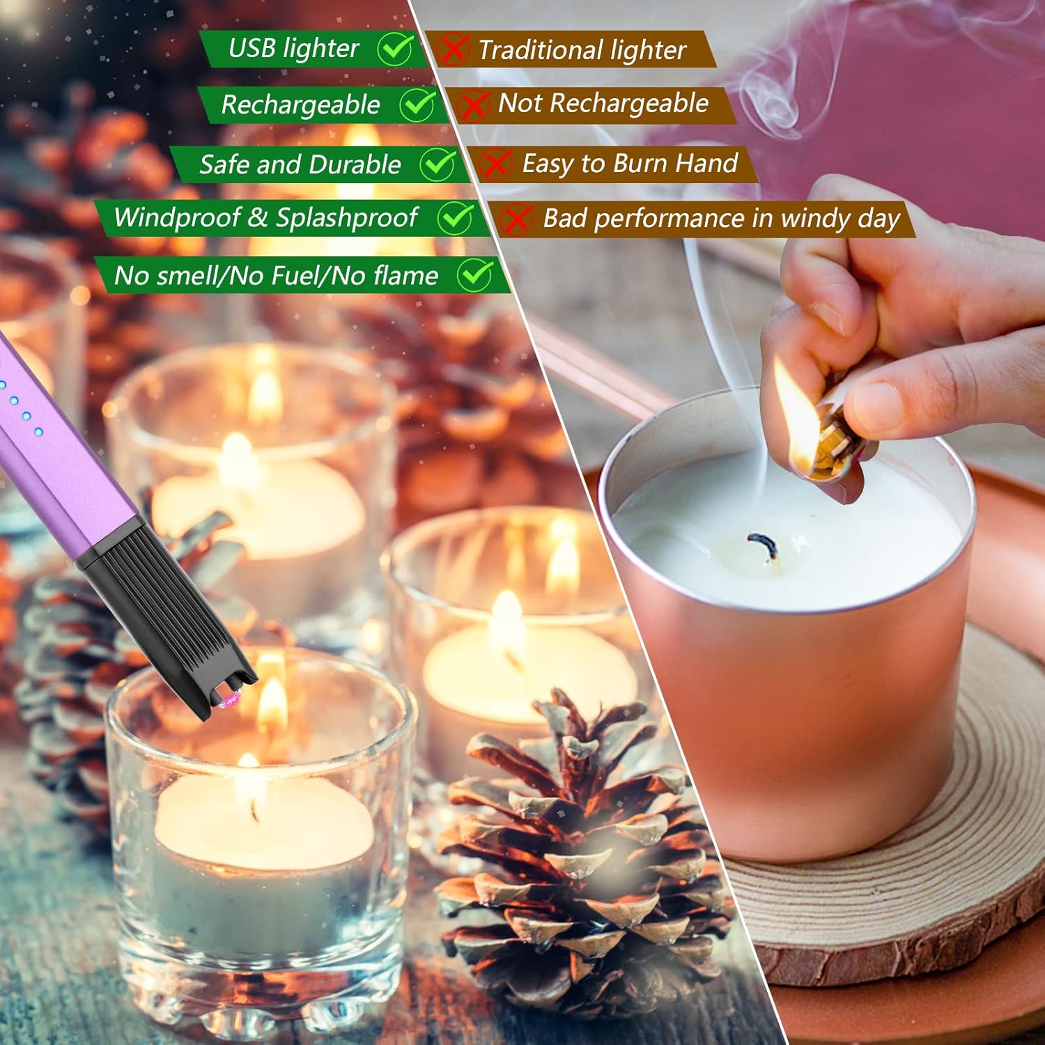 MEIRUBY Lighter Stocking Stuffers for Adults Wife Mom, Electric Candle Lighter for Women Mom Candle Lover Christmas Birthday Present Ideas Gifts, Cool Gadgets for Women Men 2025 - Image 5