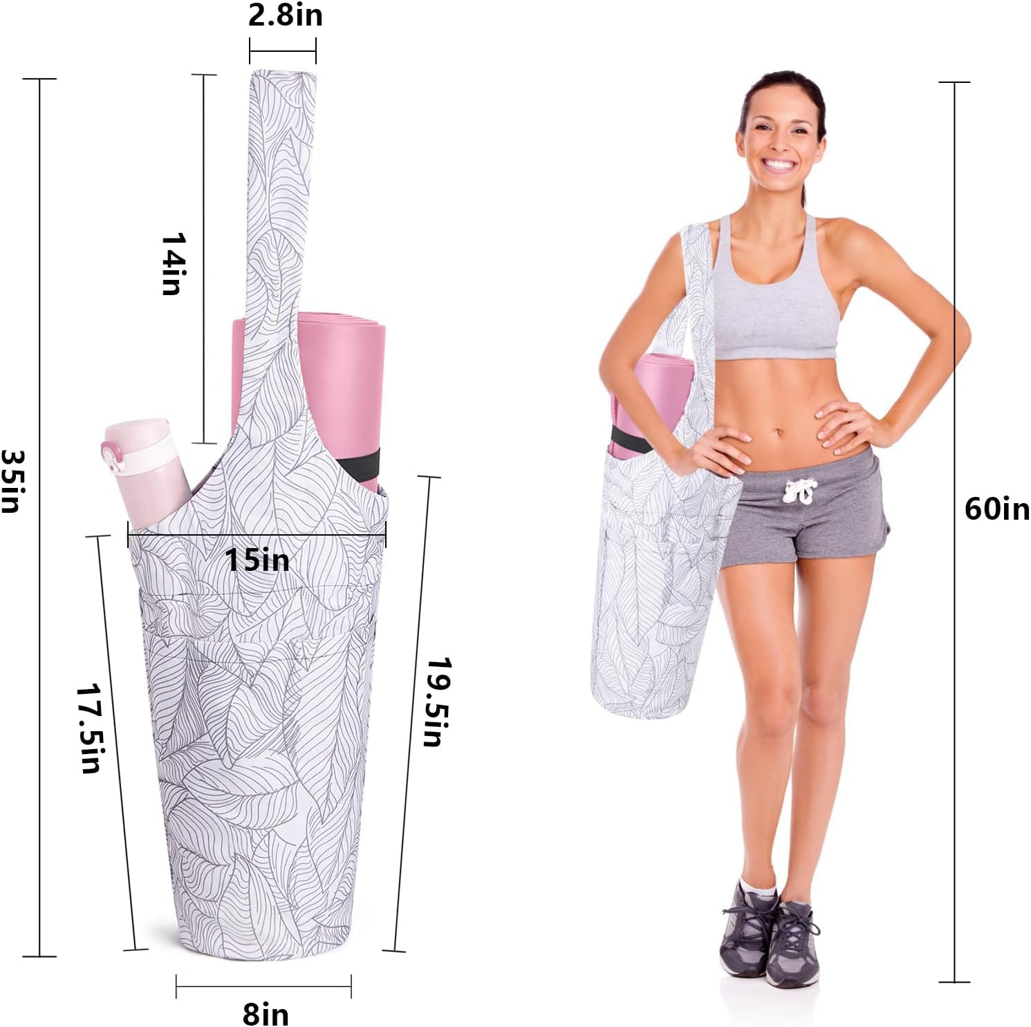 IwIeIaIrI Yoga Mat Bag for Women with Large Size Pocket and Zipper Pocket,Yoga Gifts Accessories with Adjustable Shoulder Strap- Fits Most Workout Stuff - Image 2