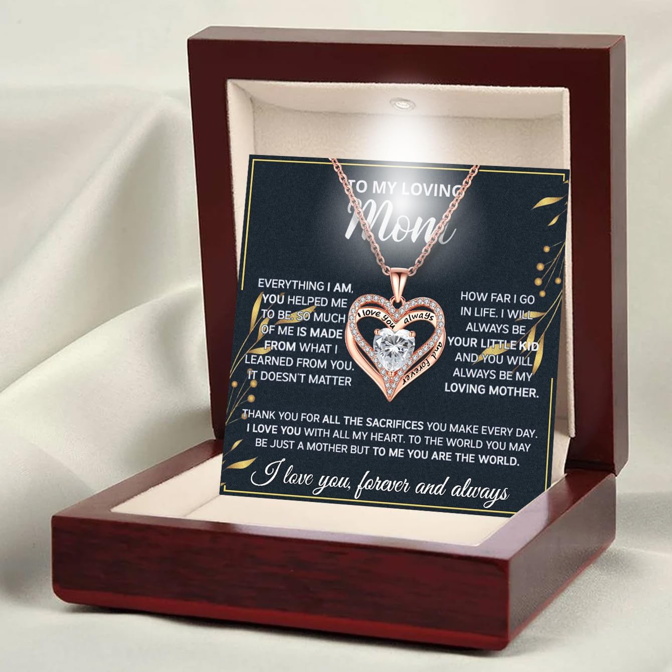 Mothers Day Gifts For Mom From Son Daughter Mom Necklace For Women 925 Sterling Silver New Mom Gifts Birthday Gifts With Heartfelt Message & Lighted Box - Image 3