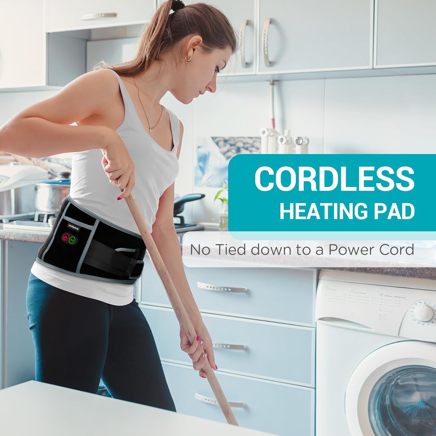 Comfytemp Cordless Heating Pad with Massager for Back, Portable Lower Back Massager FSA Eligible HSA Rechargeable Wireless Electric, Birthday Gifts for Women Men Mom Dad Seniors 3 Heat 30mins Auto-Off - Image 2