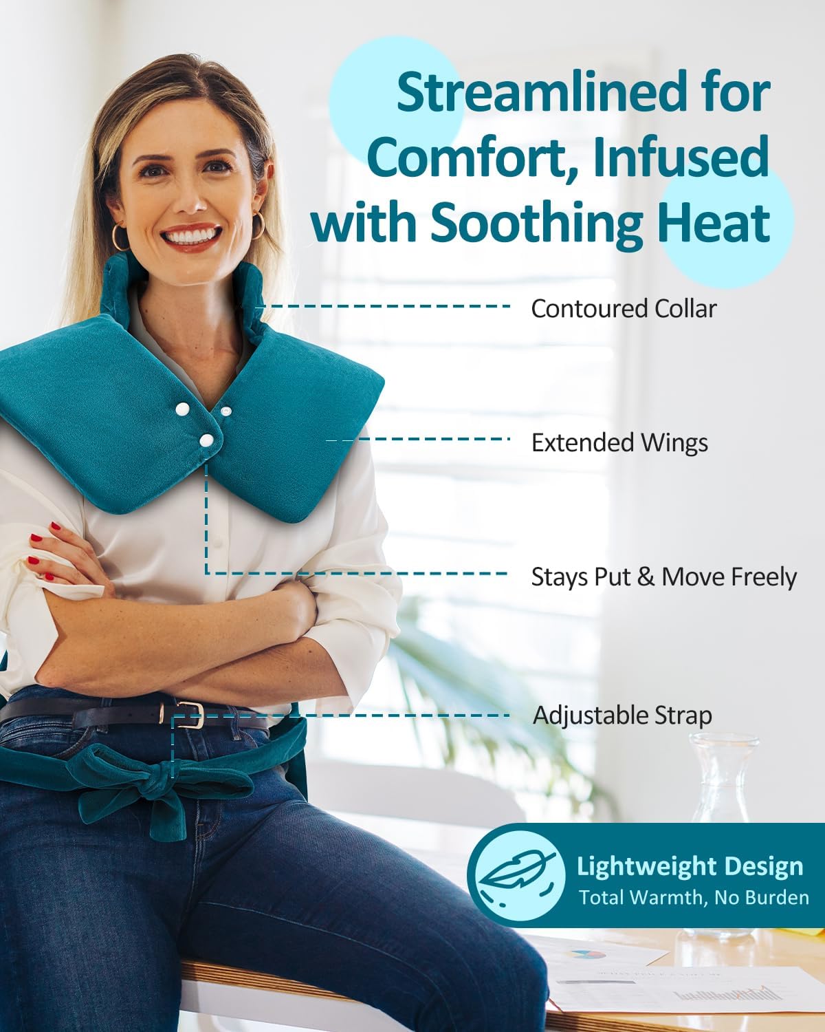Heating Pad for Back, Extra Large Heat Pad for Full Body Relax, Electric Heated Wrap for Neck and Shoulders and Period Cramps, Anniversary & Birthday Gifts for Women Mom Grandma Sister Wife Her - Image 7