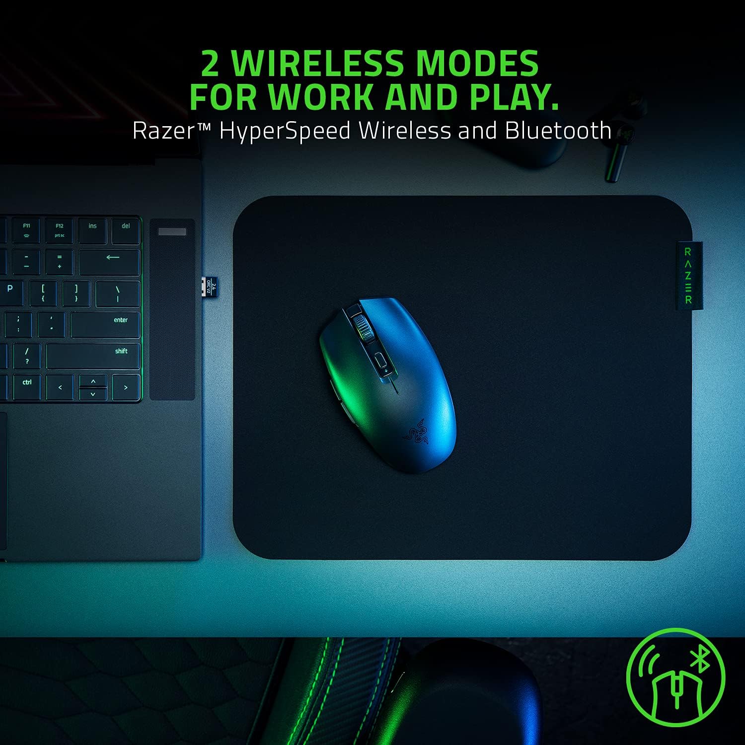 Razer Orochi V2 Mobile Wireless Gaming Mouse: Ultra Lightweight - 2 Wireless Modes - Up to 950hrs Battery Life - Mechanical Mouse Switches - 5G Advanced 18K DPI Optical Sensor - Classic Black - Image 3