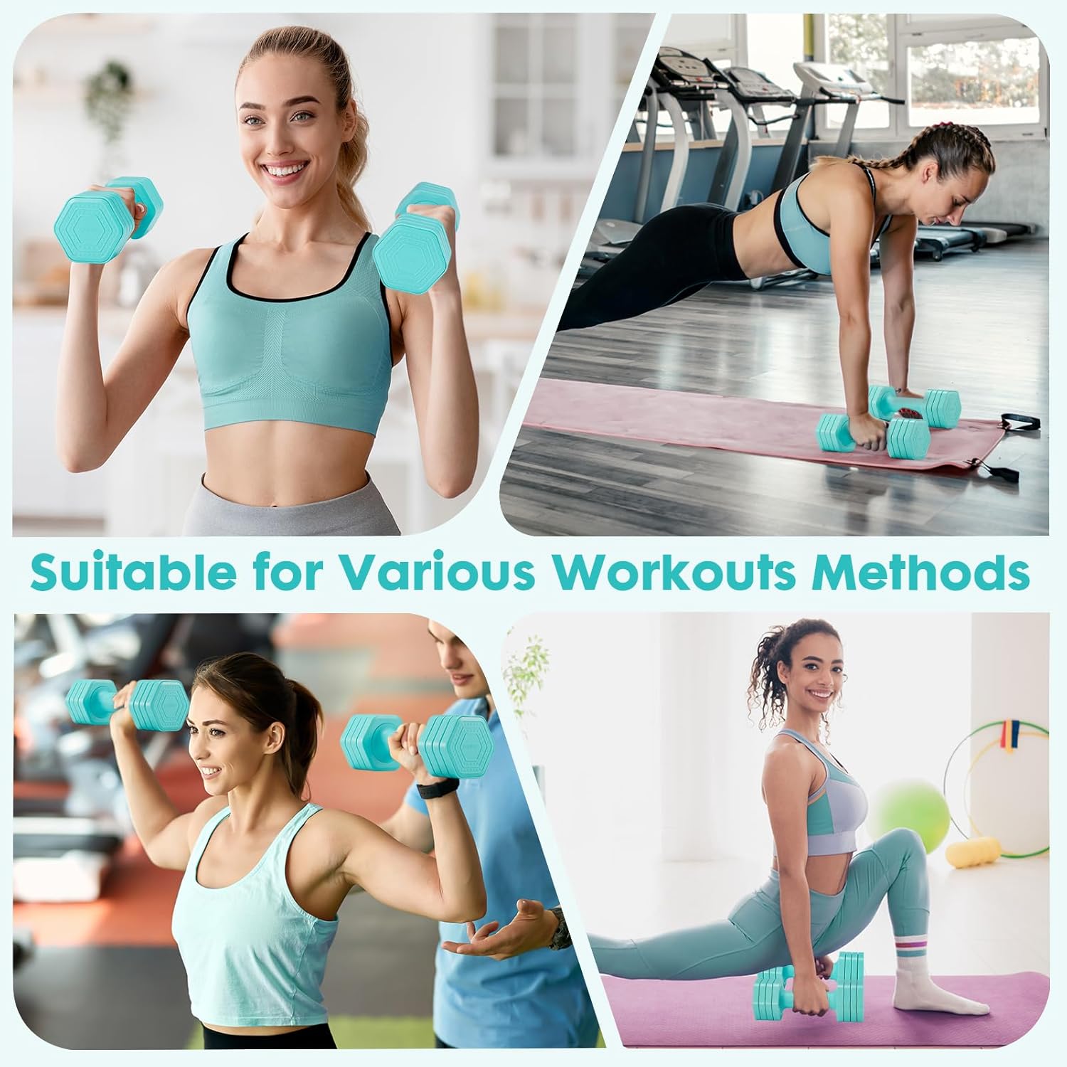 Adjustable Dumbbell Set, 4 in 1 Free Weights Dumbbells Set for Women, Weights for Women at Home, 2lb 3lb 4lb 5lb with TPU Soft Rubber Handle for Home Gym Exercise Training - Image 2
