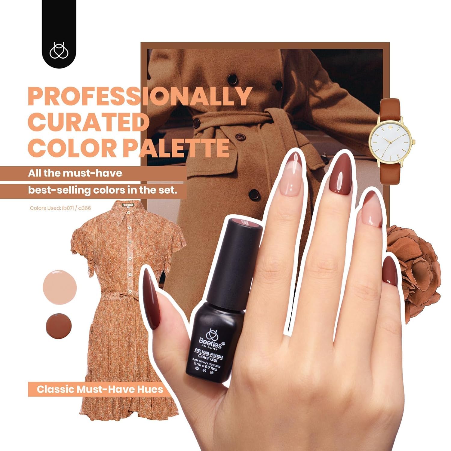 beetles 44pcs Gel Nail Polish Set - 36 Colors Colorful Muse Gel Polish Kit Pink Nude Red Yellow Green Black White Glitter Nail Kit Base Top Coat UV LED Needed Salon DIY Home Gift for Women - Image 5