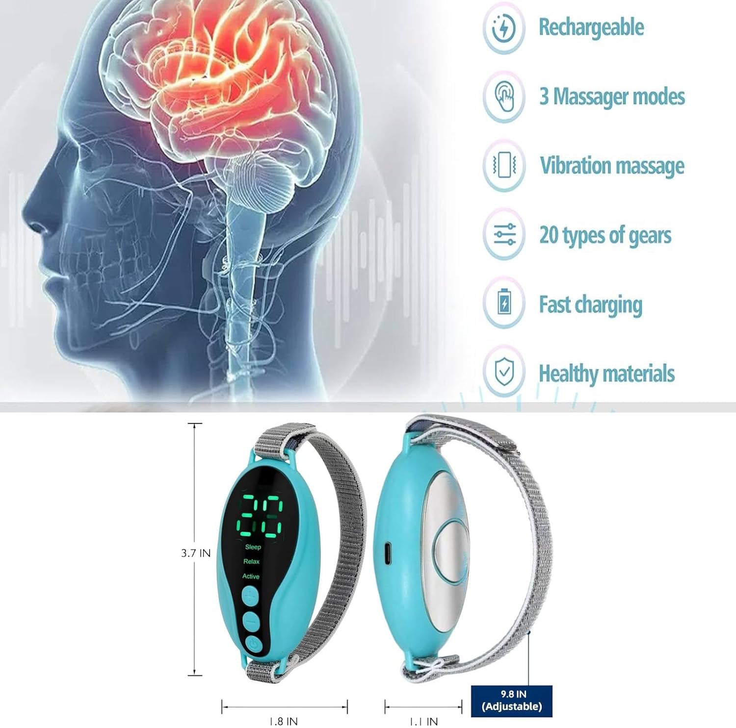 Sleep Aid Device Handheld Low Frequency Pulse of microcurrent Sleep Machine Insomnia Relief Anxiety Help Sleep (Blue, Standard) - Image 2