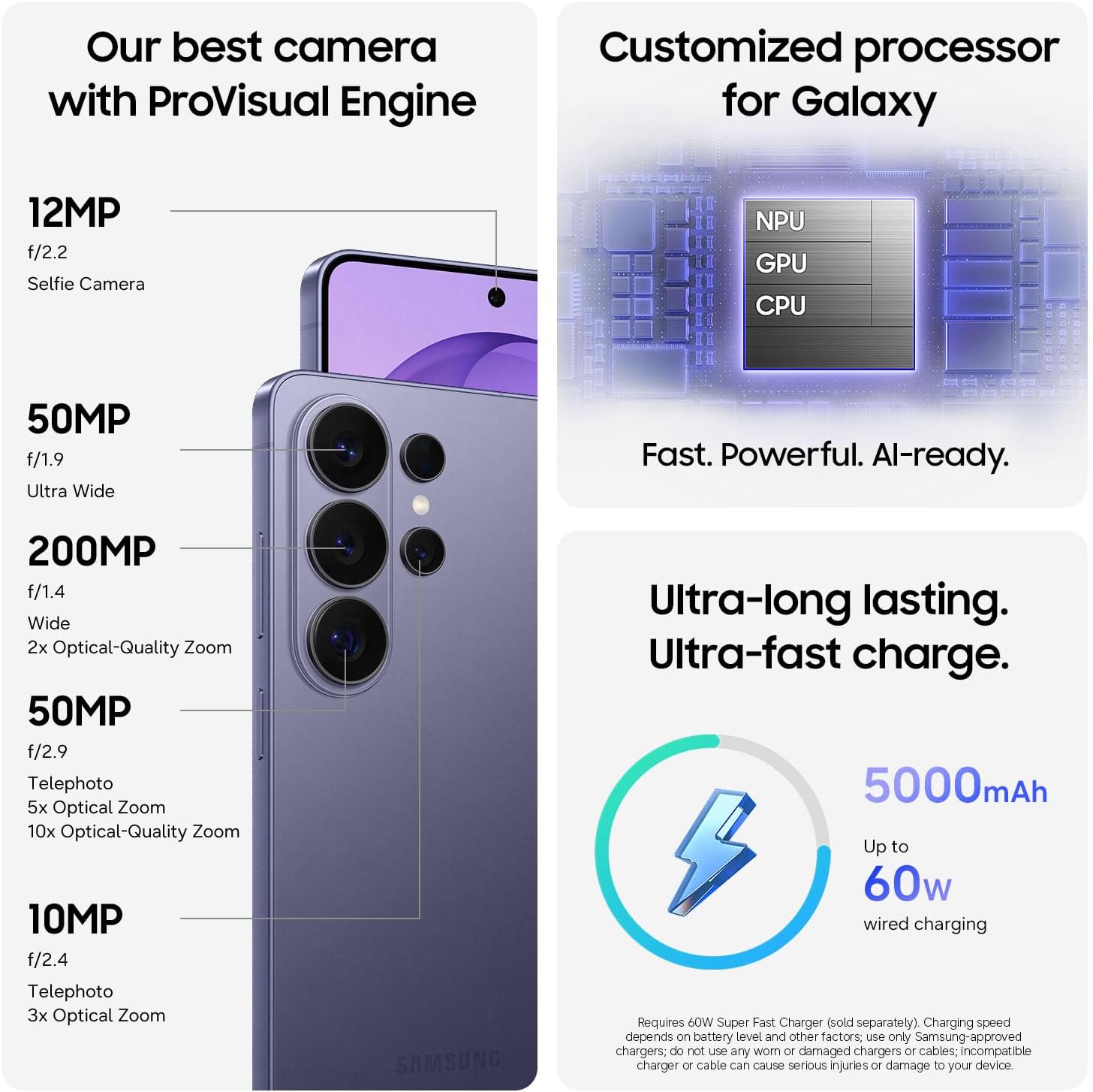 Samsung Galaxy S26 Ultra, Unlocked Android Smartphone + $200 Gift Card, 512GB, Privacy Display, Galaxy AI, AI Camera, Super Fast Charging 3.0, Durable Battery, 2026, US 1 Year Warranty, Cobalt Violet - Image 8