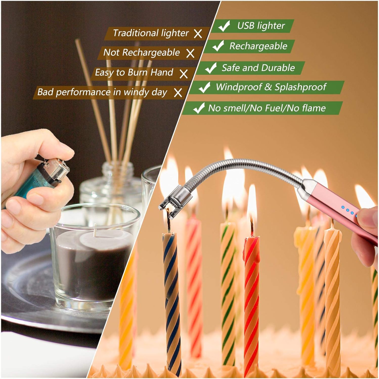 MEIRUBY Electric Candle Lighter, Valentine's Day Gifts for Women Mom Men Wife, USB Arc Rechargeable Windproof Long Lighter for Candle BBQ Birthday Housewarming Gift Idals - Image 4