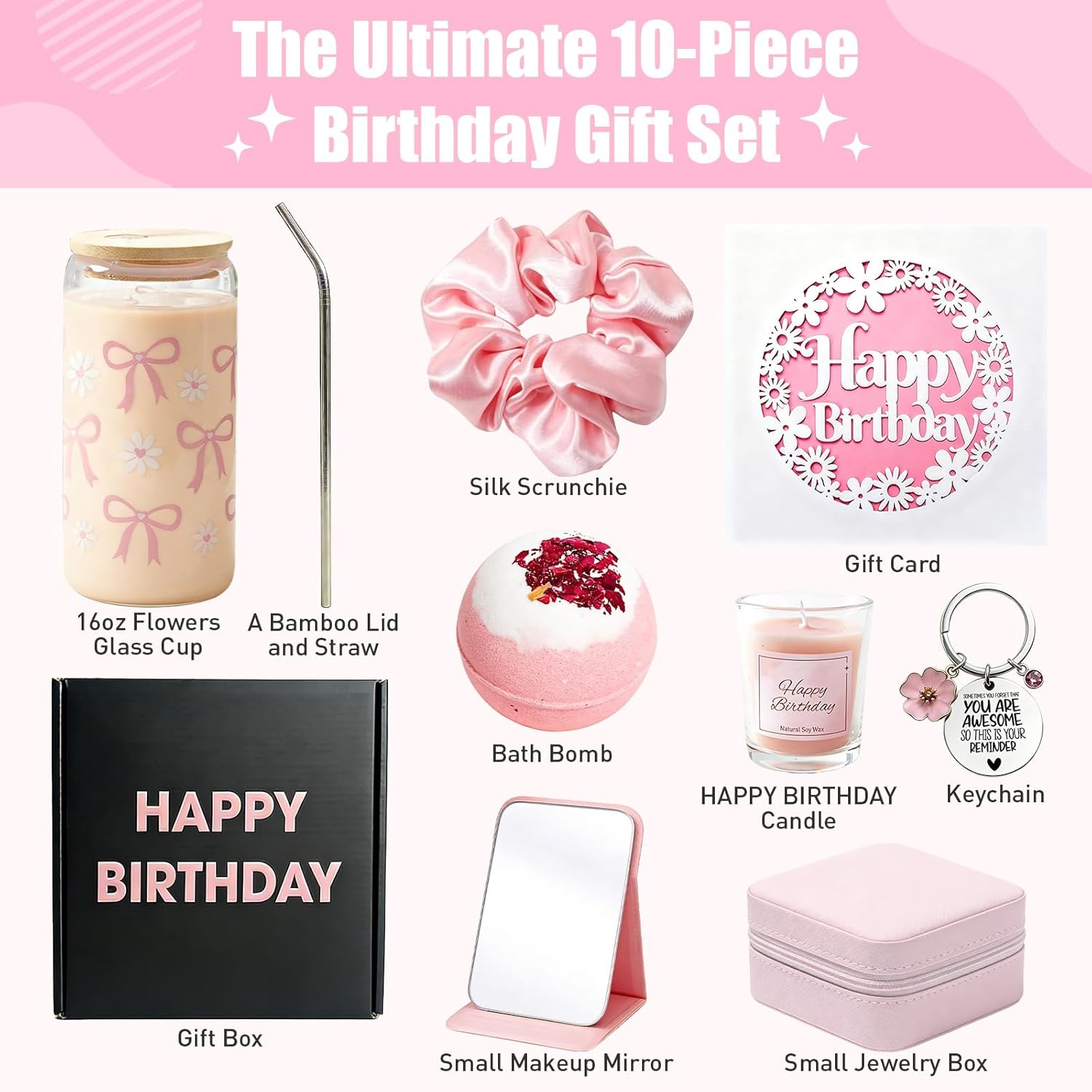 Birthday Gifts For Teen Girl, Happy Birthday Box For Girl, Sister, Daughter, Niece, Friends, Cute Daisy Glass Cups Gift Baskets Set for 12 14 15 16 17 18 19th Girls - Image 3