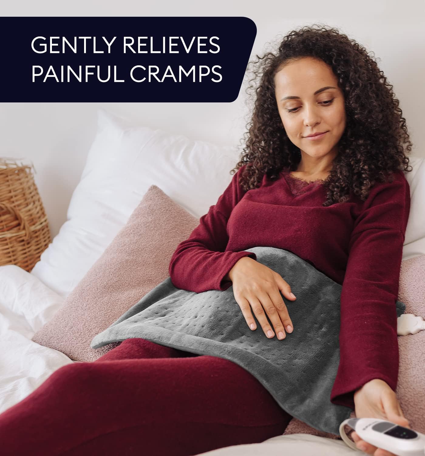 GENIANI Electric Heating Pad for Back Pain & Cramps Relief, Electric Throw, Auto Shut Off, Machine Washable, Heating Pad for Neck & Shoulder (12×24", Tabby Gray) - Image 8