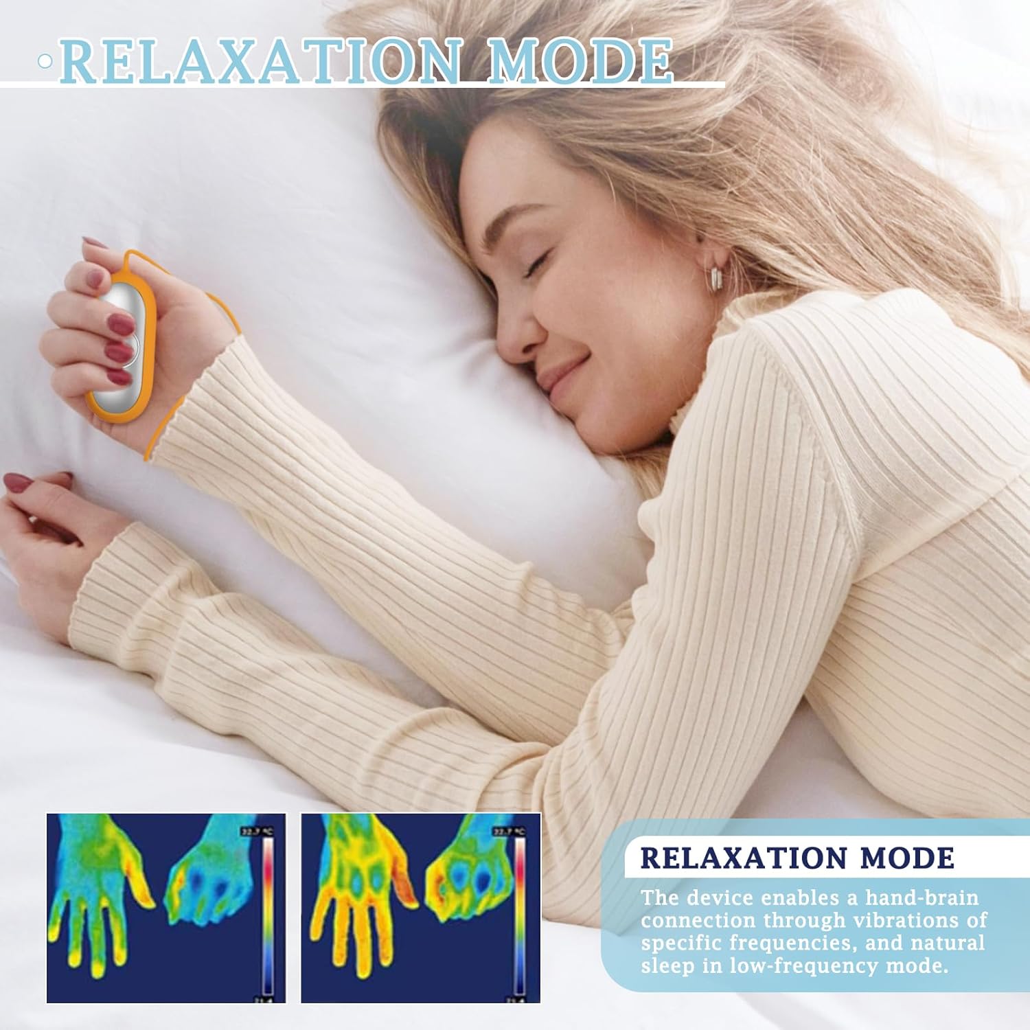 Compact Handheld Sleep Device - Relaxation Tool for Improved Sleep, Mood & Focus, Adjustable Massage Intensity, Portable & Easy to Carry(Blue) - Image 5