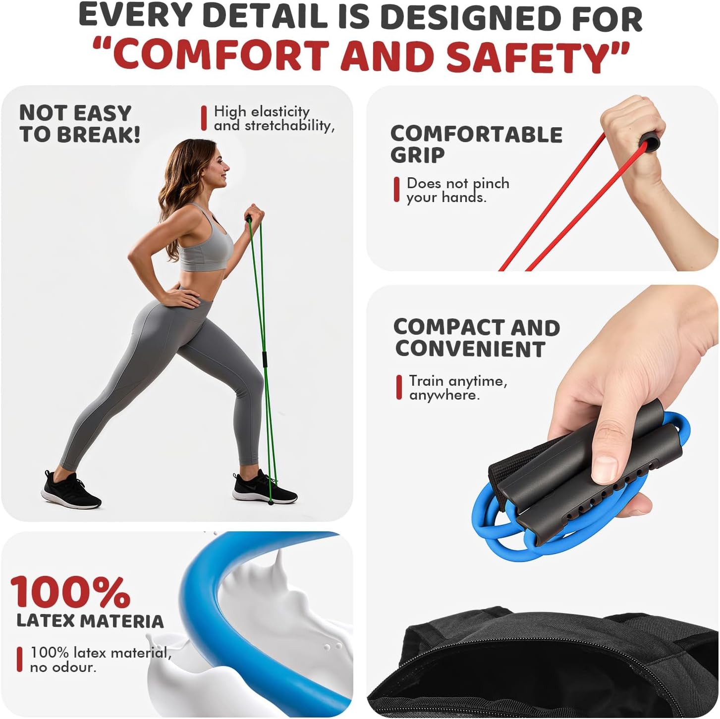 HPYGN Resistance Bands, Figure 8 Exercise Bands for Women Men, 8 Shaped Resistance Bands for Arms, Chest Expander, Yoga Gym Fitness Pulling Rope 8 Word Elastic for Exercise Muscle Training Tubing - Image 5