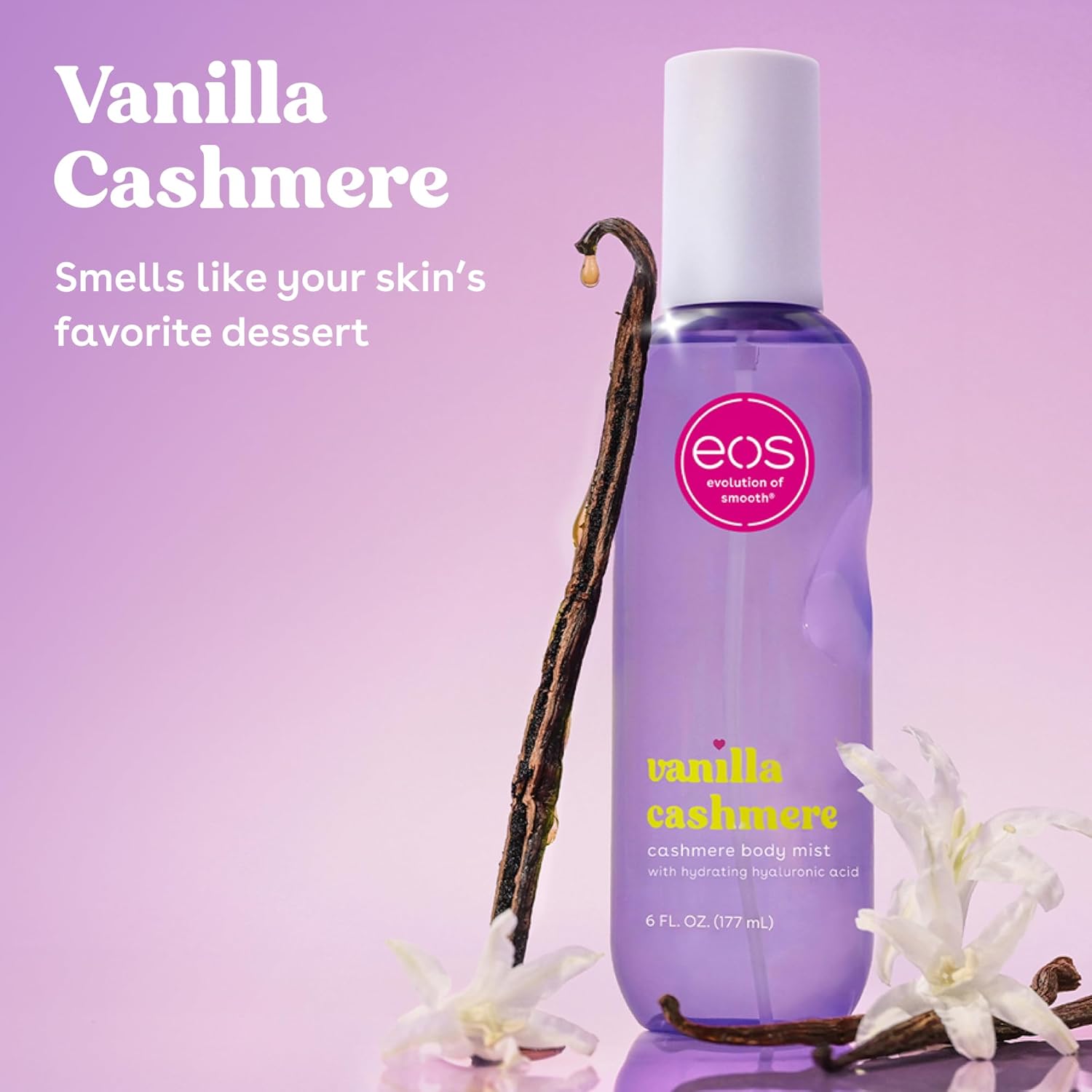 eos Cashmere Body Mist, Vanilla Cashmere, Soft Musk, Cozy Caramel, Hair Mist, Body Spray for Women Moisturizing, Hyaluronic Acid, Vanilla Body Spray, Vegan, Cruelty-free, 6 fl oz - Image 2