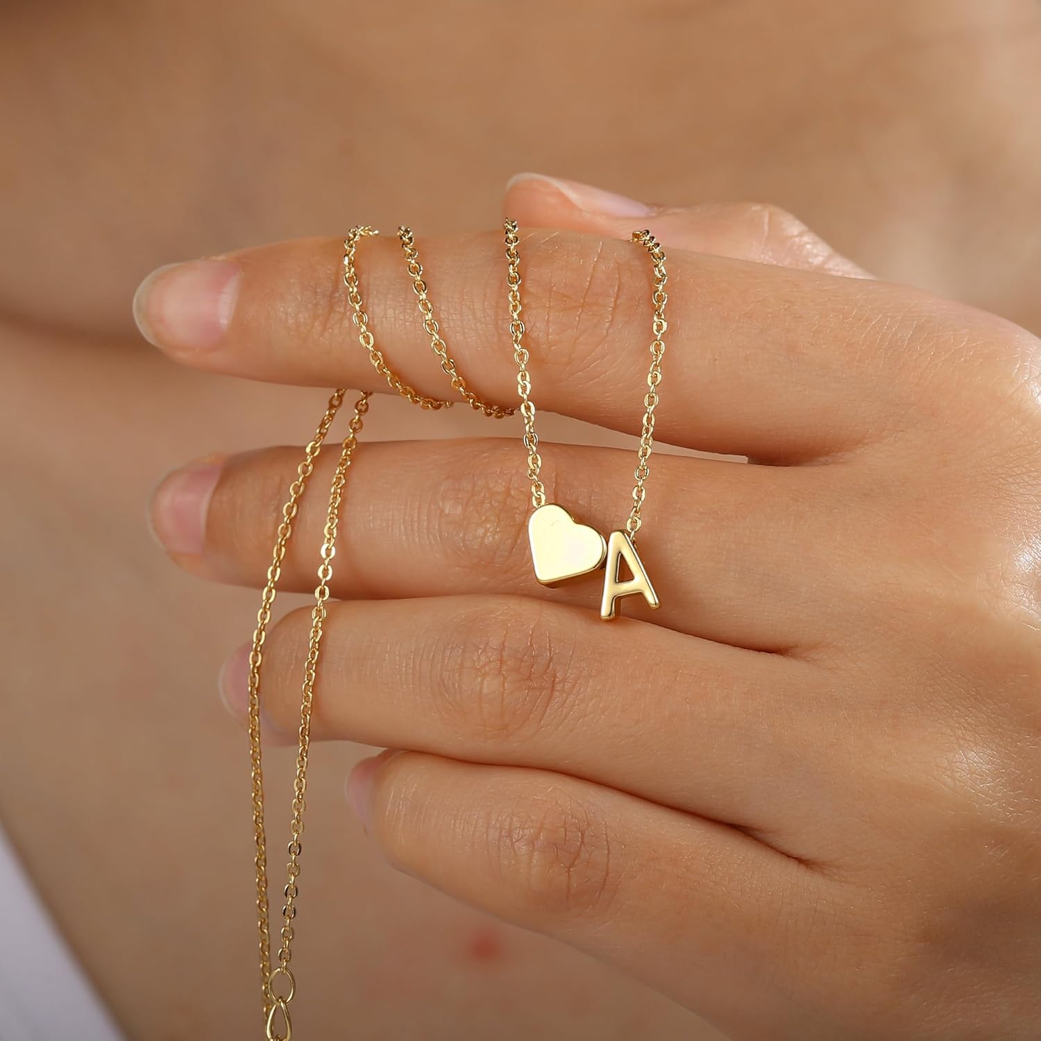 Turandoss Easter Basket Stuffers for Kids Teen Girls - Dainty 18K Gold Plated Heart Initial A-Z Pendant Necklace Trendy Jewelry Heart Necklaces Birthday Easter Gifts for Girlfriend Wife Women - Image 4