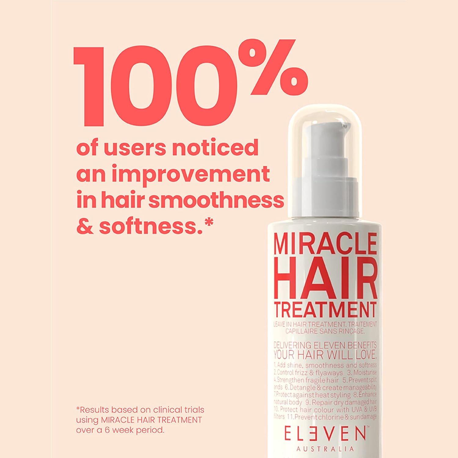 ELEVEN AUSTRALIA Miracle Leave In Conditioner Hair Treatment - Curly & Straight Hair Care Products for Women & Men, Heat Protection & Detangler, Frizz Control, Repairs Dryness, Moisturizing-4.2 fl oz - Image 6