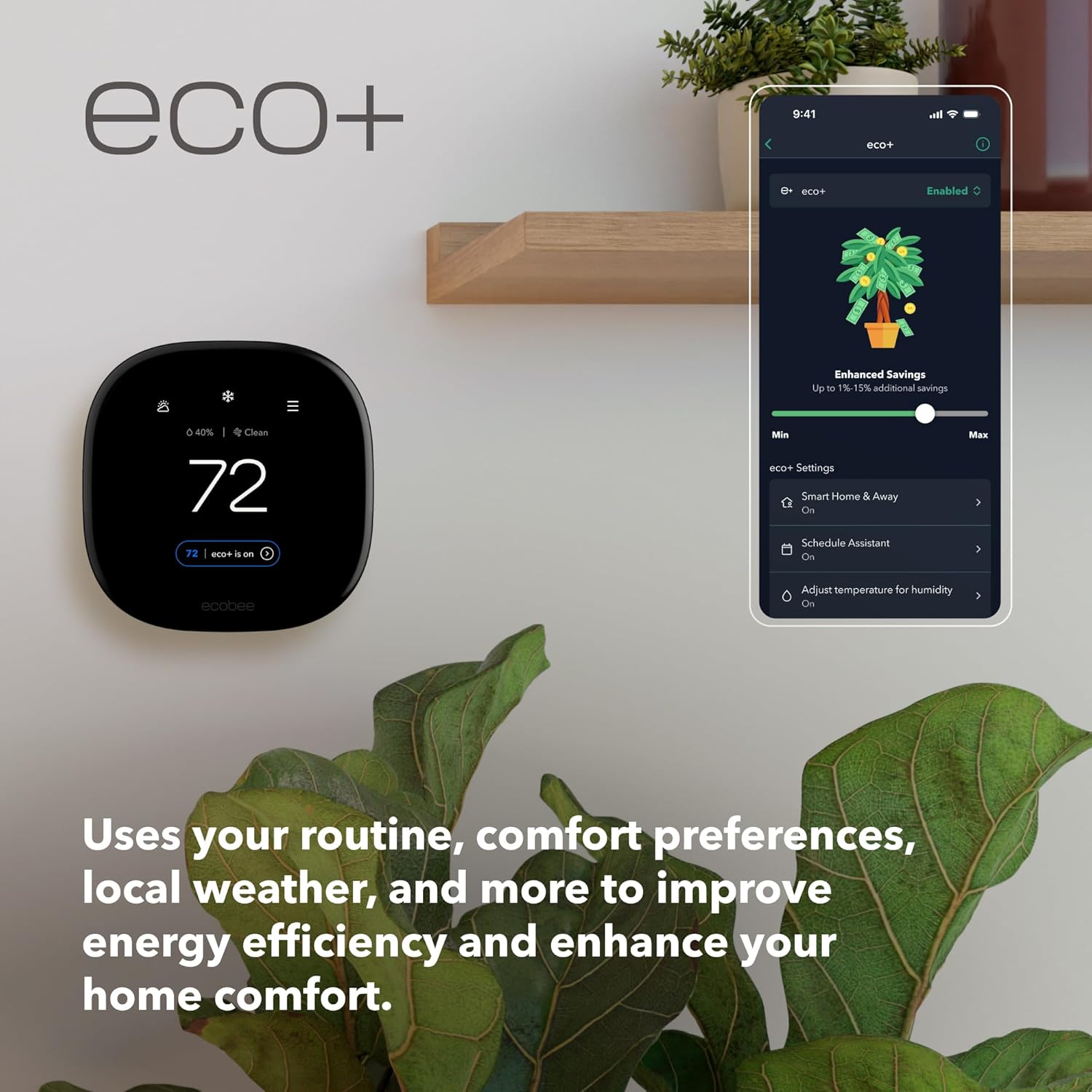 ecobee Smart Thermostat Premium with Smart Sensor and Air Quality Monitor - Programmable Wifi Thermostat - Works with Siri, Alexa, Google Assistant, Black - Image 9