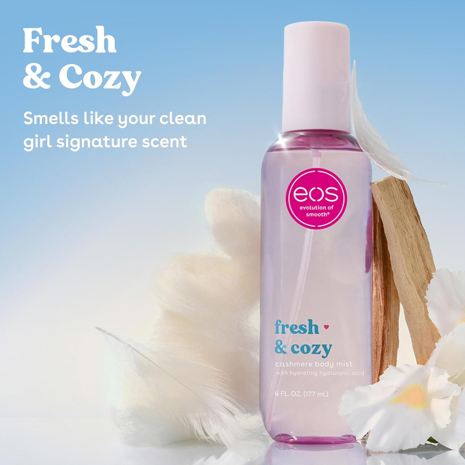 eos Cashmere Body Mist, Fresh & Cozy, Body Spray for Women, Hair Mist, Moisturizing, Hyaluronic Acid, Glycerin, Vegan, Cruelty-free, 6 fl oz - Image 2