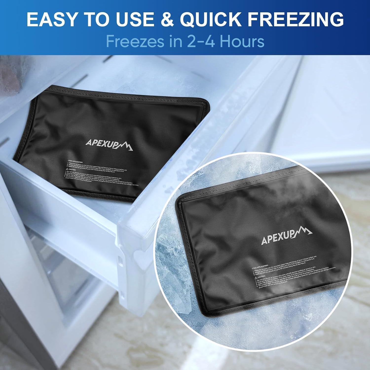 APEXUP Gel Ice Packs for Injuries Reusable, Flexible Double Sided Cold Packs for Injuries, Ice Pack for Knee, Shoulder, Back, Hip, Leg, Arm (Black, 11"x7.1", 1PK) - Image 3