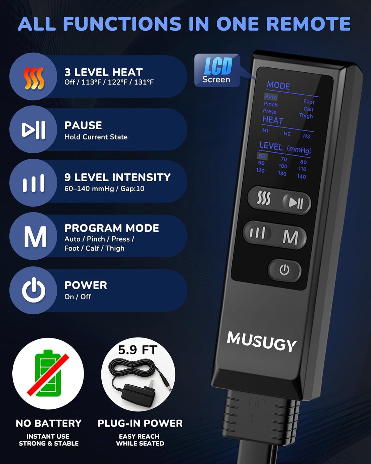 Leg Massager with Heat and Compression : Sequential Compression Boots with 6 Modes,9 Intensity and 3 Heat for Circulation and Pain Relief - Christmas Birthday for Mom, Dad, Athletes, Gym - Image 6