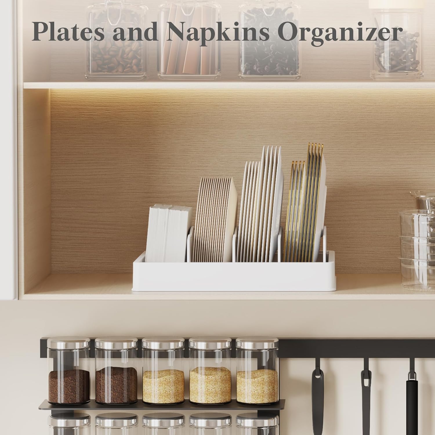 Lifewit Kitchen Cabinet Organizer for Food Contanier Lid, Lid Holder with 6 Adjustable Dividers & 7 Sections for Pantry Organizers and Storage, Home Drawer Organization, Large, 13" x 10" - Image 6