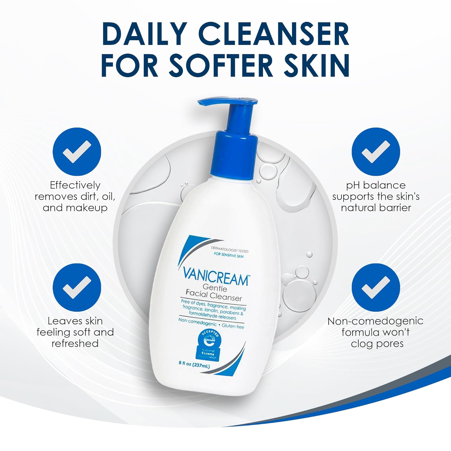 Vanicream Gentle Facial Cleanser with Pump Dispenser - 8 fl oz - Formulated Without Common Irritants for Those with Sensitive Skin - Image 8