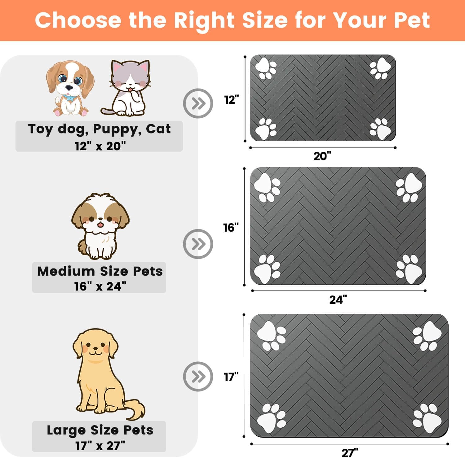 Pet Feeding Mat-Absorbent Pet Placemat for Food and Water Bowl, with Waterproof Rubber Backing, Quick Dry Water Dispenser Mat for Dog and Cat (20"x12", Striped Dark Gray) - Image 6