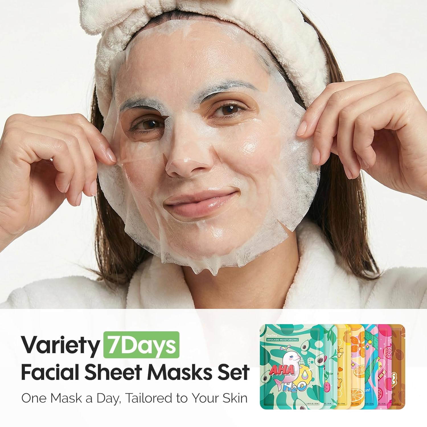 ZealSea Face Masks Skincare for Women, Variety 7Days Facial Sheet Mask Set for Deep Hydrating & Glow, Daily Self-Care Gift & Family Moment for Teens Kids Girls Birthday Party, Safe for all Skin types - Image 2