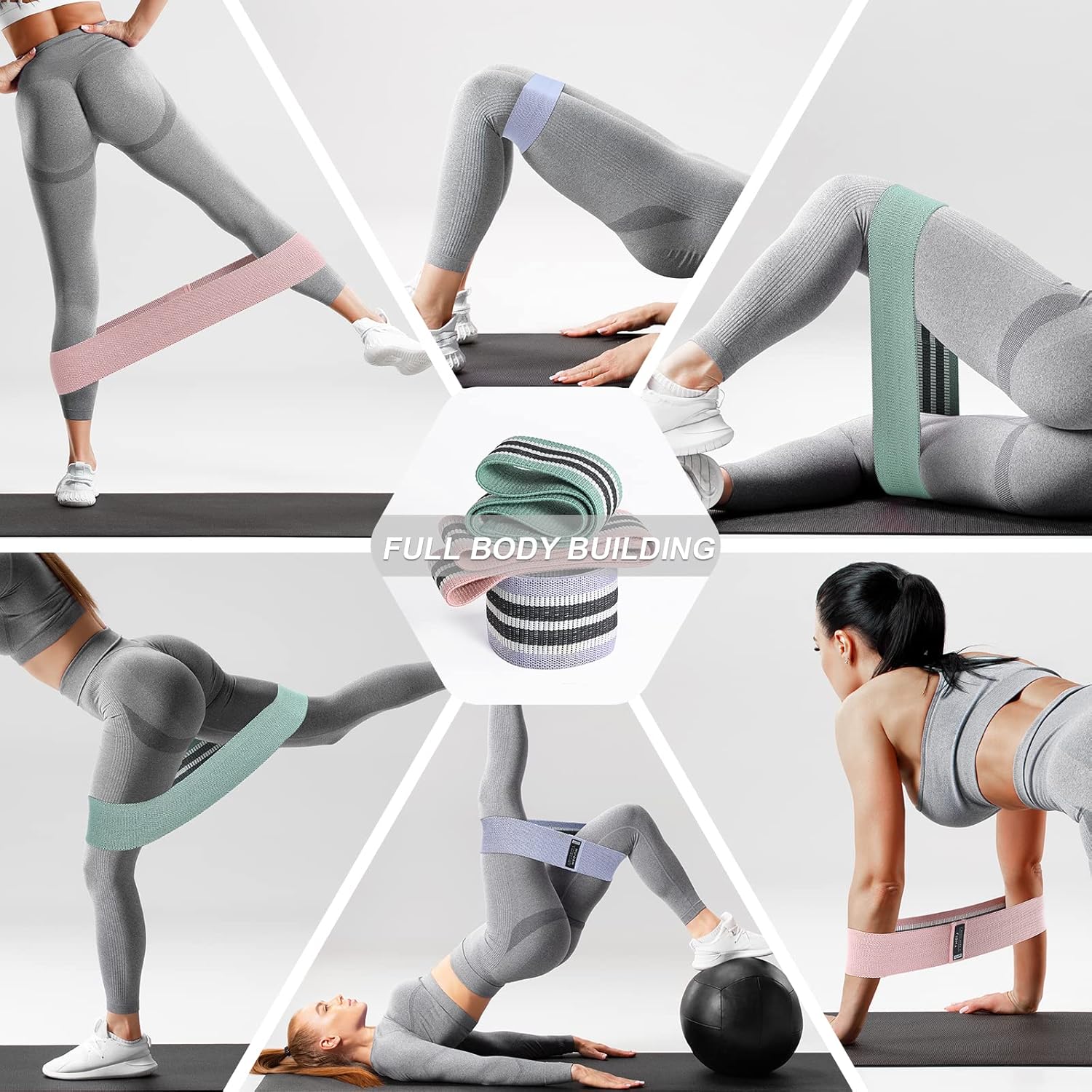 Booty Bands Set, Resistance Bands for Working Out, Exercise Bands for Women and Men Legs and Butt, Stretch Bands for Pilates, Yoga Starter Set - Image 4