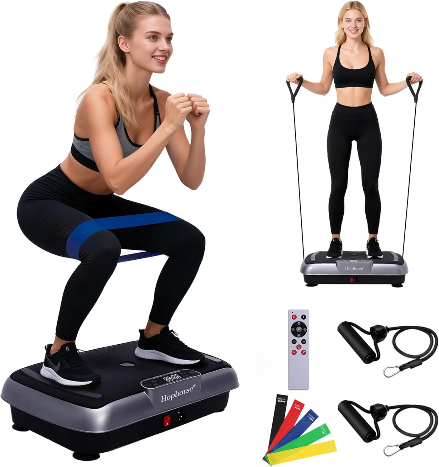 Vibration Plate Exercise Machine, Vibrating Plate for Lymphatic Drainage Weight Loss, Full Body Shake Plate with Resistance Bands, Vibration Board for Wellness Home Gyms Workout Gifts