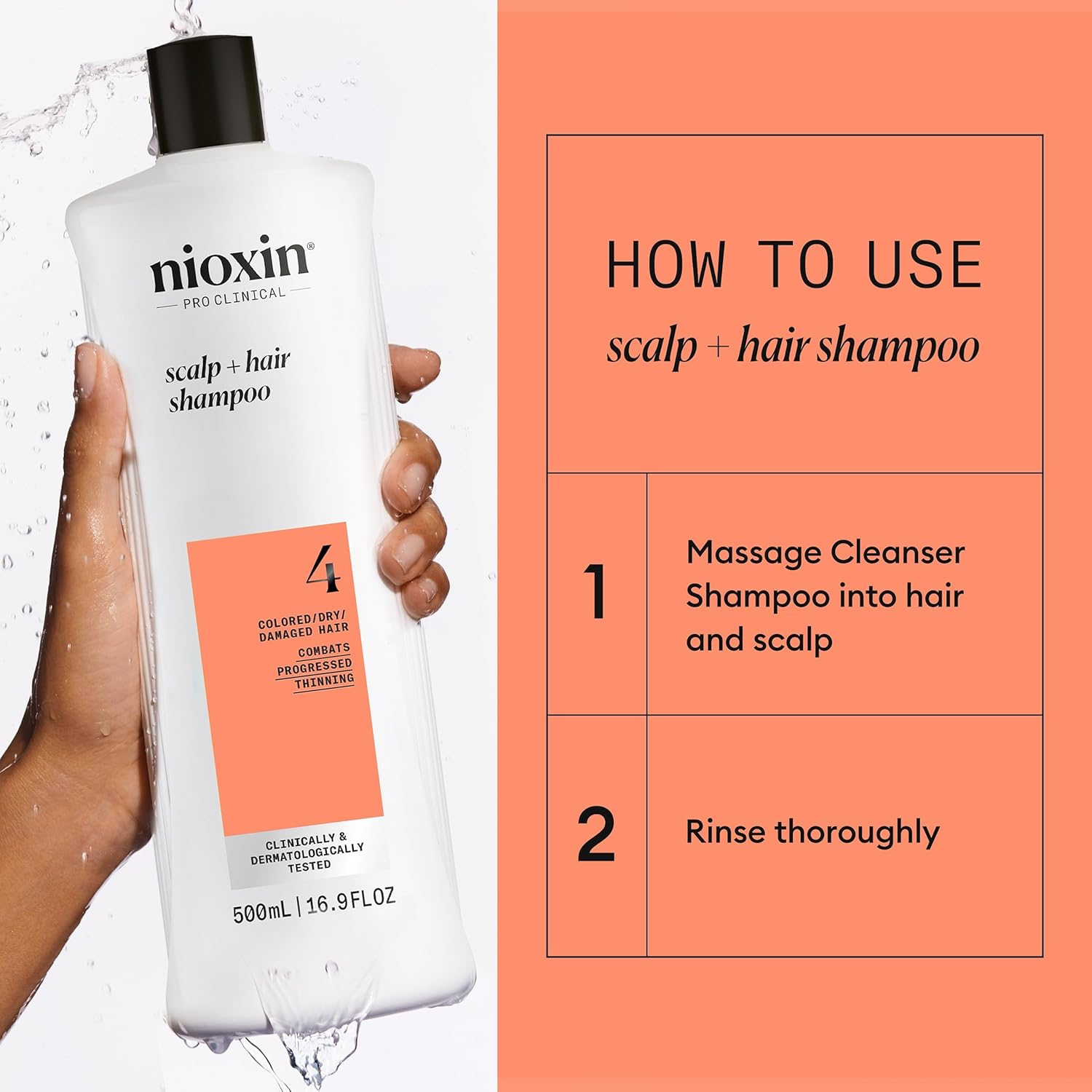 Nioxin System 4 Scalp + Hair Thickening Shampoo for Colored, Dry, & Damaged Hair with Progressed Thinning | Maintain Vibrant Color | Cleanse, Nourish & Boost Hair Density with Niacinamide & Biotin - Image 6