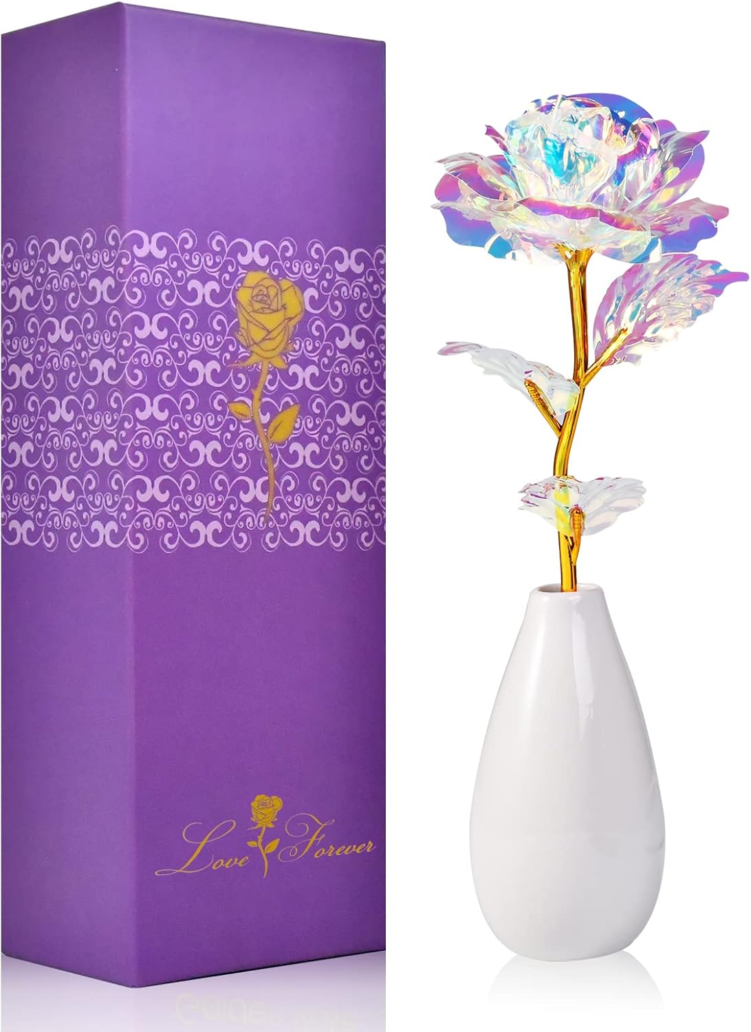 Tmacker Mothers Day Mom Gifts for Women Grandma - Artificial Rose Flowers with Vase Birthday Gifts for Mom Wife Her Valentines Day Anniversary Thanksgiving Wedding Christmas Galentines