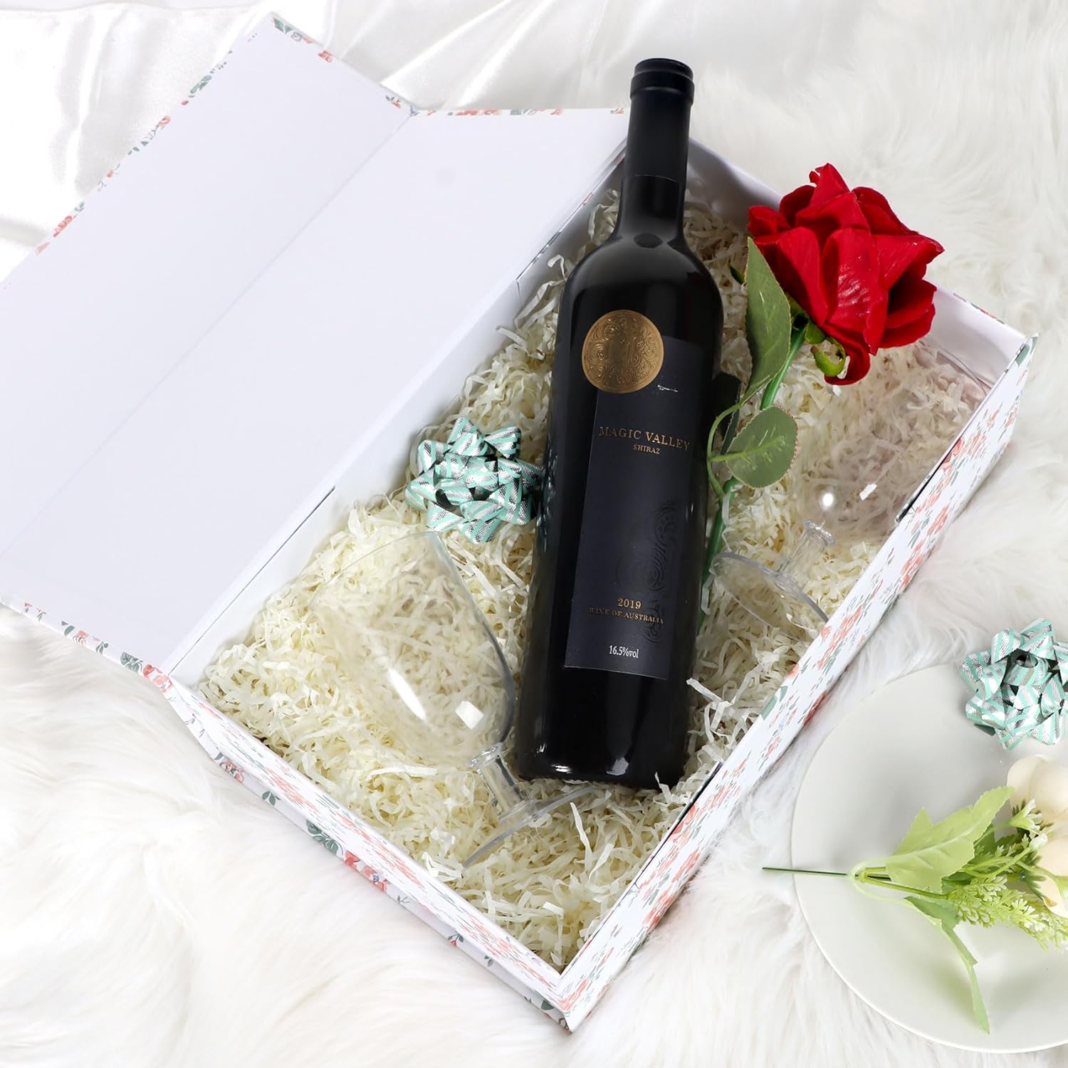 Rose Floral Gift Box with Magnetic Lids 13.8x8.3x4.4 in, Large Bridesmaid Proposal Boxes, Rectangle Wedding Decorative Storage Box 3 Pack - Image 6